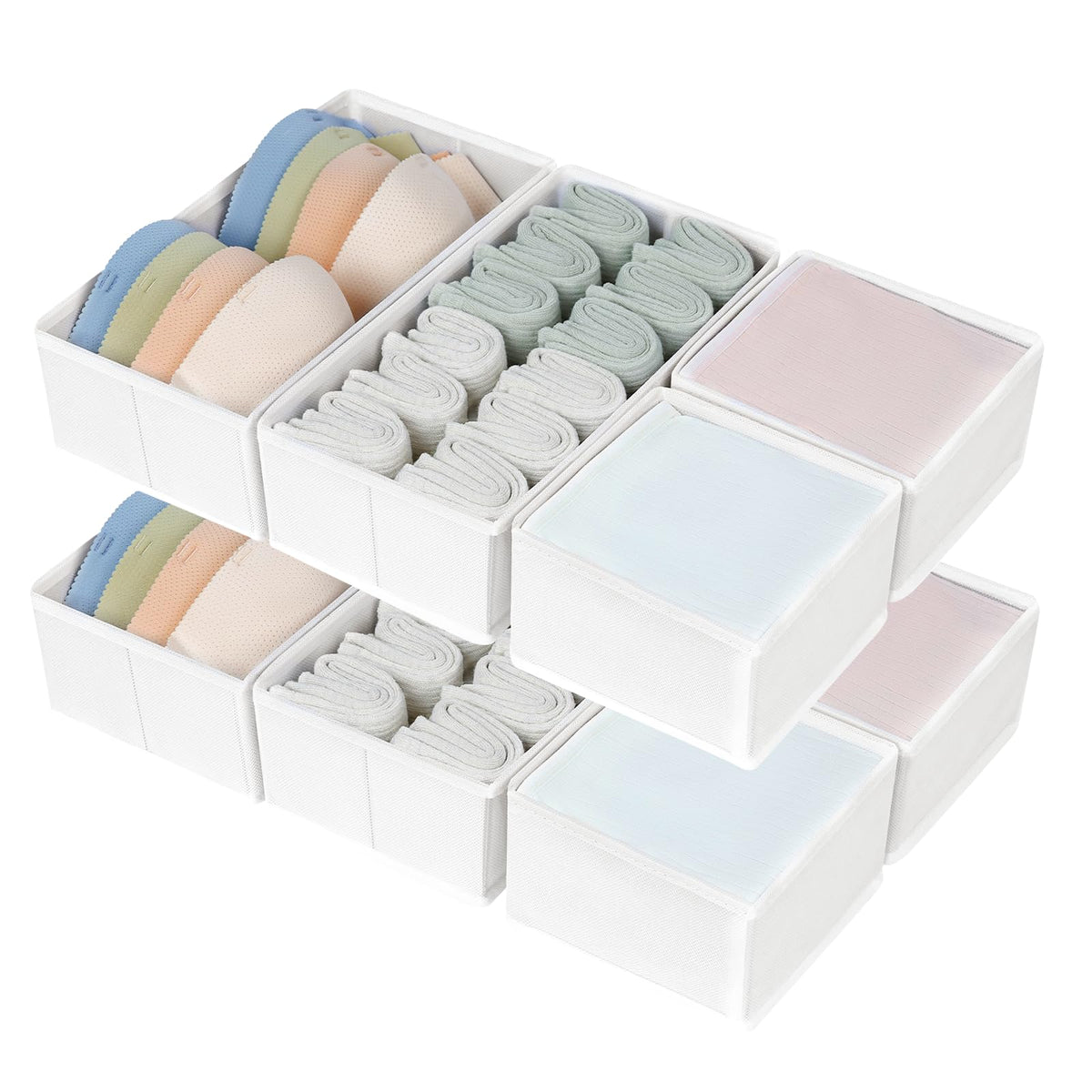 DIMJ Drawer Organizers for Clothing, Set of 8 Dresser Drawer Organizers, Fabric Closet Organizers and Storage, Drawer Dividers f