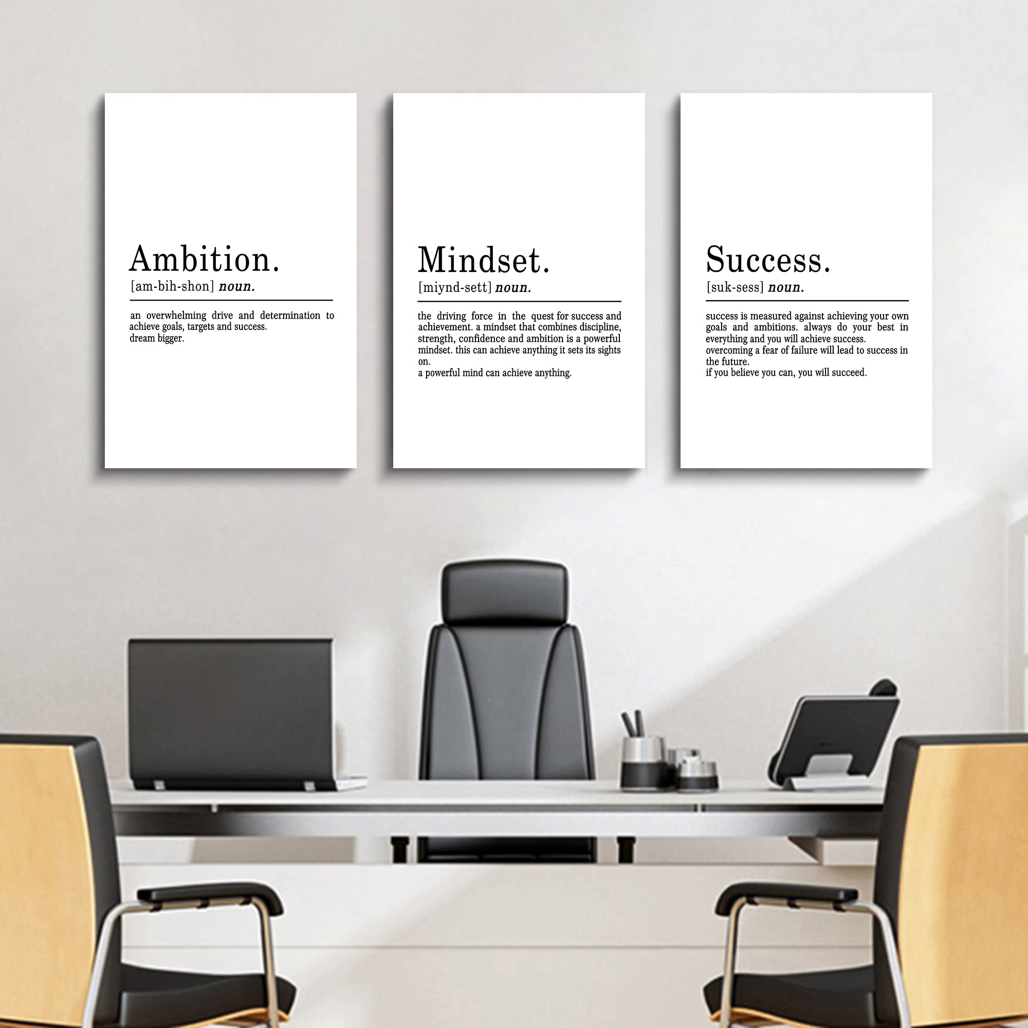 Inspirational Canvas Painting Wall Art -EPHANY ART - Mindset Quotes Prints  Motivational Wall Art Success Framed Entrepreneur Poster Positive Quotes Wall Poster for Home Office Workplace (L-3pcs 20x30inchx3pcs)
