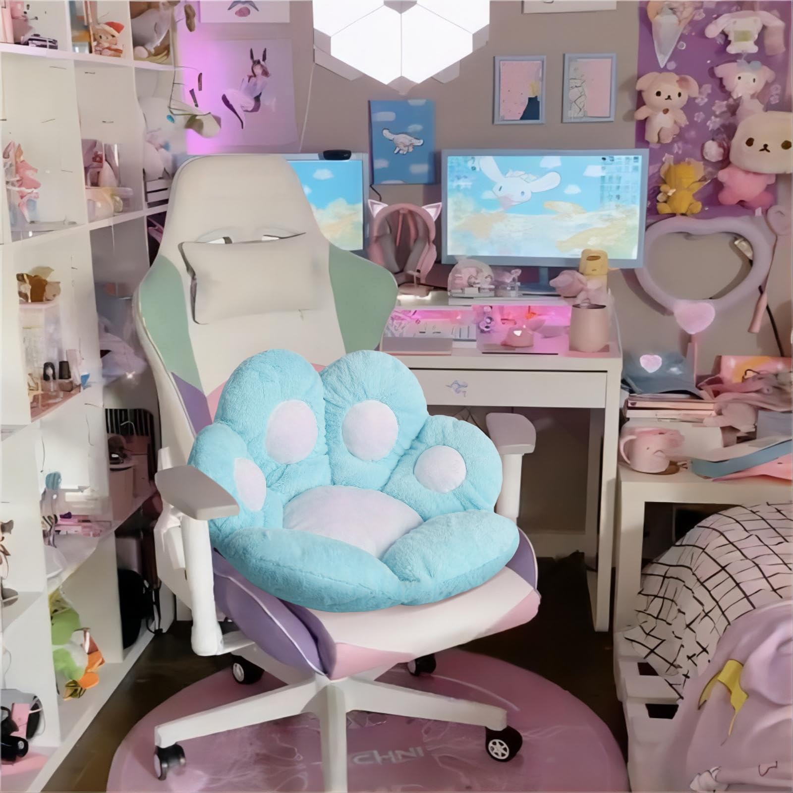 Ditucu Cat Paw Cushion Kawaii Chair Cushions 27.5 X 23.6 Inch Cute Stuff Seat Pad Comfy Lazy Sofa Office Floor Pillow For Gaming