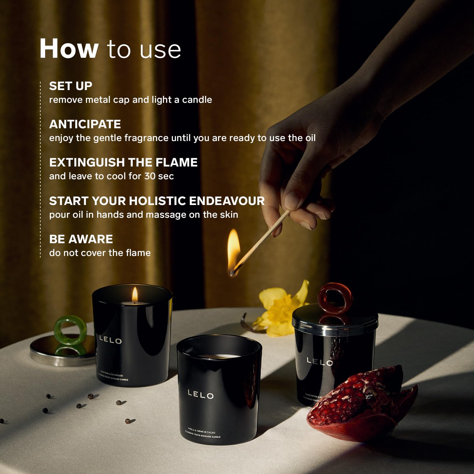 LELO Flickering Touch Massage Candle, Melts into Massage Oil, Scented Candle Body Massage Oil, Luxury Skin Treatment, Vanilla &