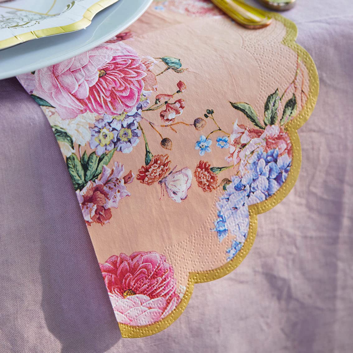 Talking Tables Truly Scrumptious Pack Of 20 Floral Scalloped Napkins | Vintage Afternoon Tea Party Tableware For Decoupage, Birt