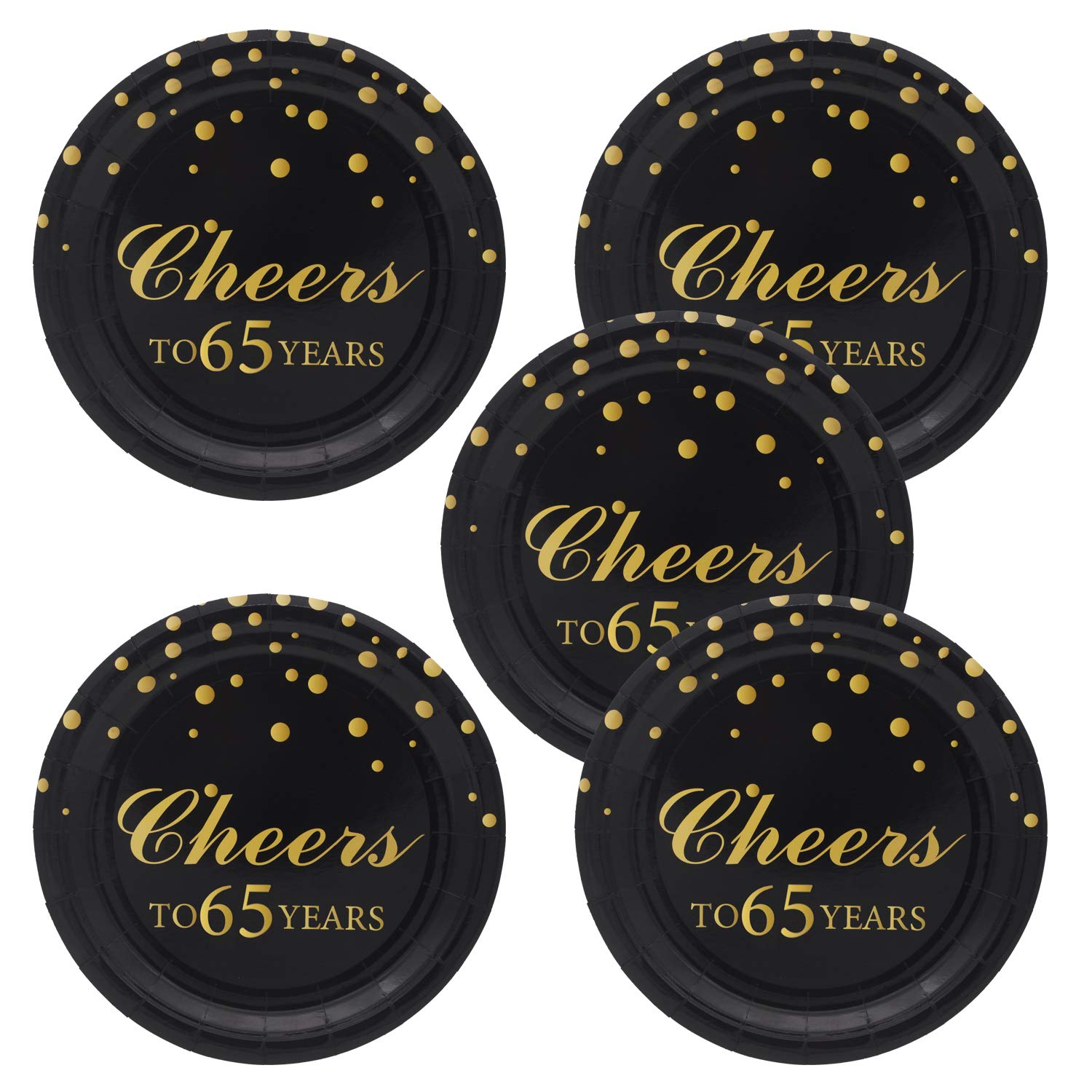 Pandecor 65Th Birthday Party Supplies,50 Pcs Cheers To 65 Years Disposable 7 Inch Paper Plates Dessert Plates For 65 Years Anniv