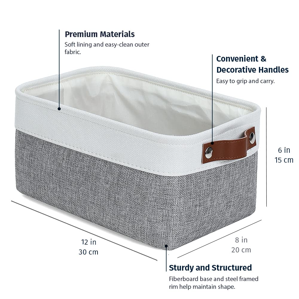 Organihaus Small Fabric Storage Bins For Shelves 6 Pack | 12X8In Closet Storage Bins For Shelves | Cloth Baskets For Organizing