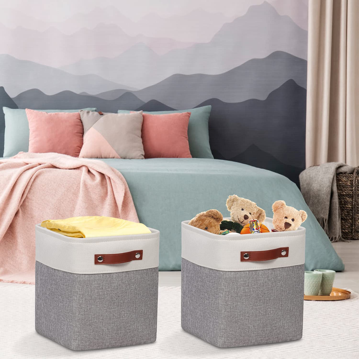 Kntiwiwo Fabric Storage Cubes 10.5   X10.5   X11    Cube Storage Bins For Closet Organizers And Storage Shelves Foldable Storage