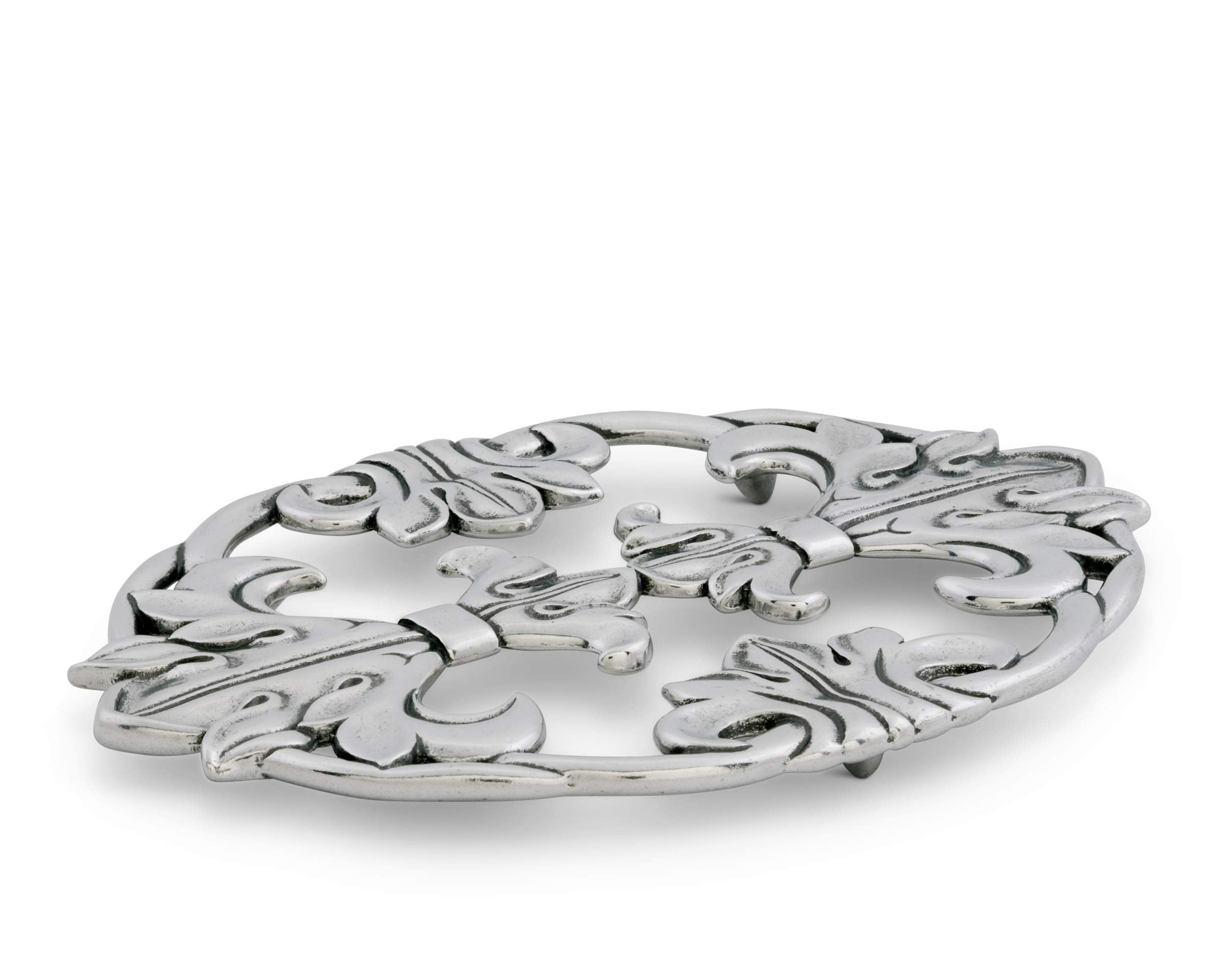 Arthur Court Designs Aluminum Fleur-De-Lis Trivet Hot Pans Pots Dishes Or Teapot French Theme 9.25 Inch X 7 Inch