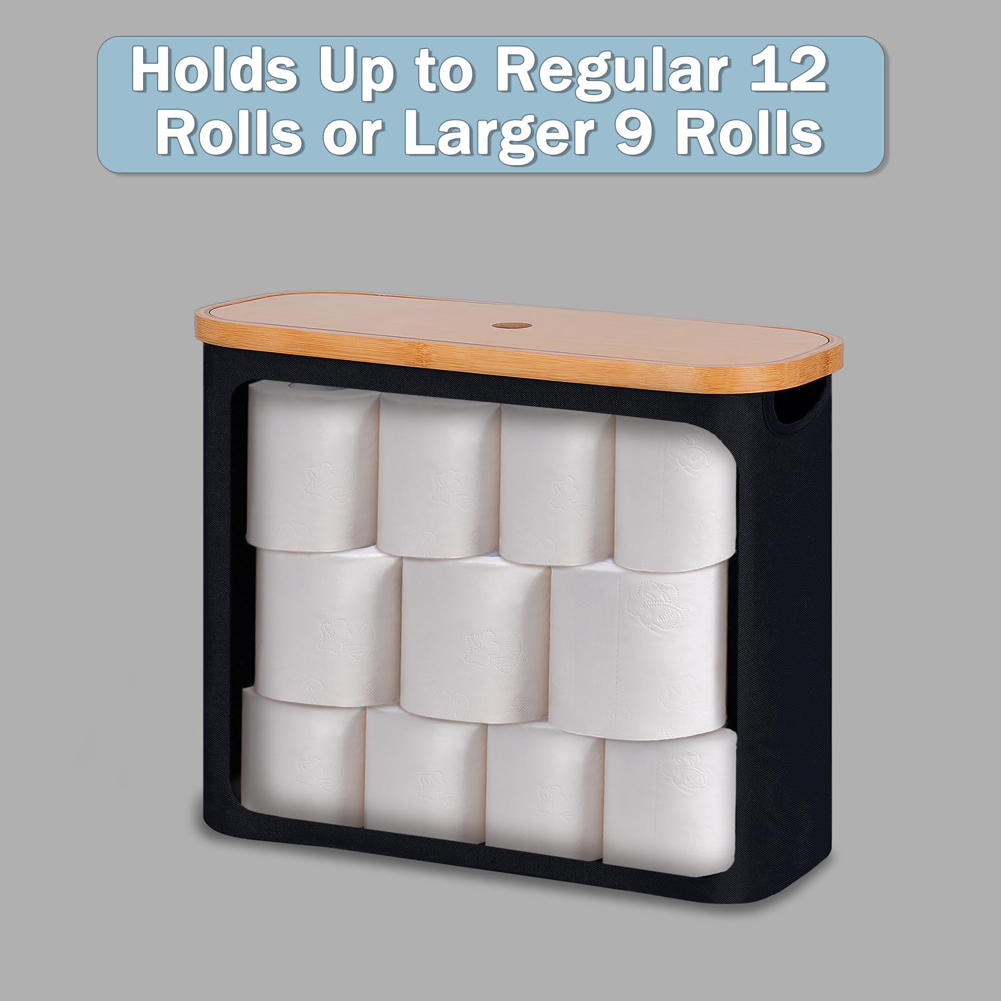 Efluky Toilet Paper Storage, Toilet Paper Basket With Lid, Bathroom Toilet Paper Storage Organizer, Free Standing Holder Up To 9