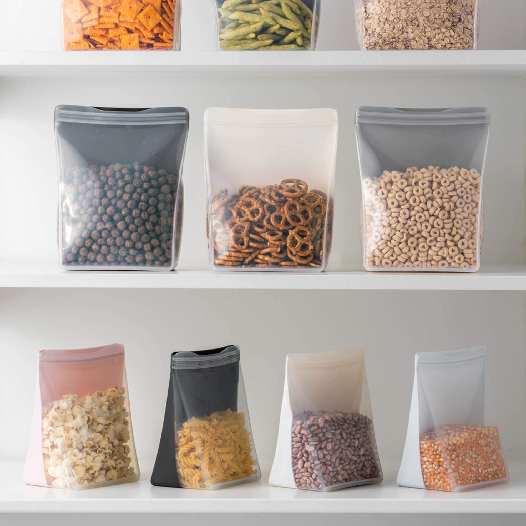 W&P Porter Silicone Reusable Storage Bag, Sandwich (36Oz Stand-Up), Slate, Food Storage Container, Microwave And Dishwasher Safe