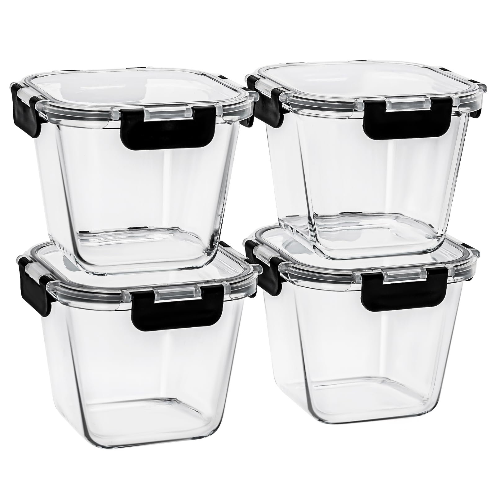 Hoenjuno Glass Soup Containers with Lids, 32oz/4 Cup, 4Pack