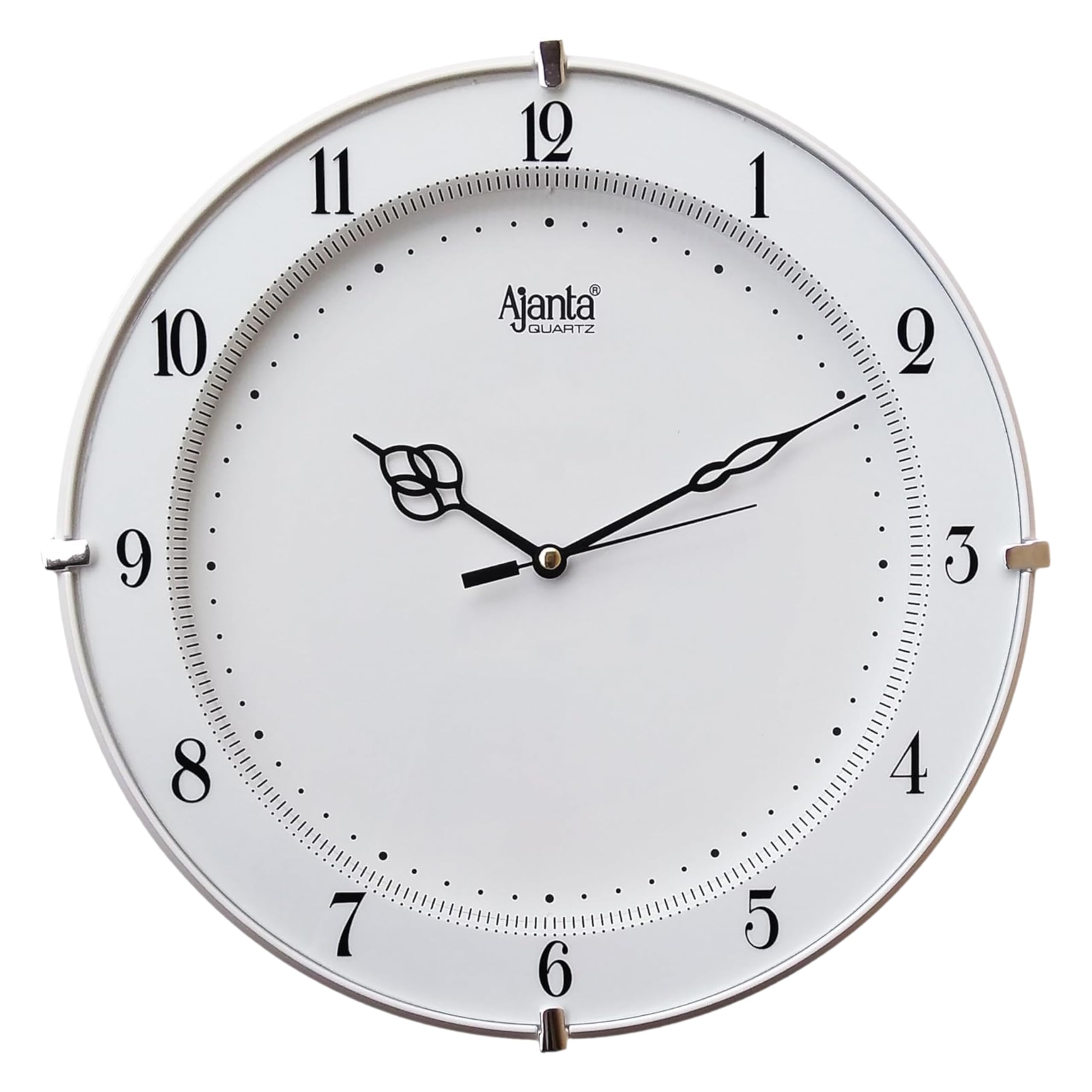 Ajanta Plastic Step Movement Round Wall Clock (White, 25.7 X 25.7 X 3.6 Cm) - Analog