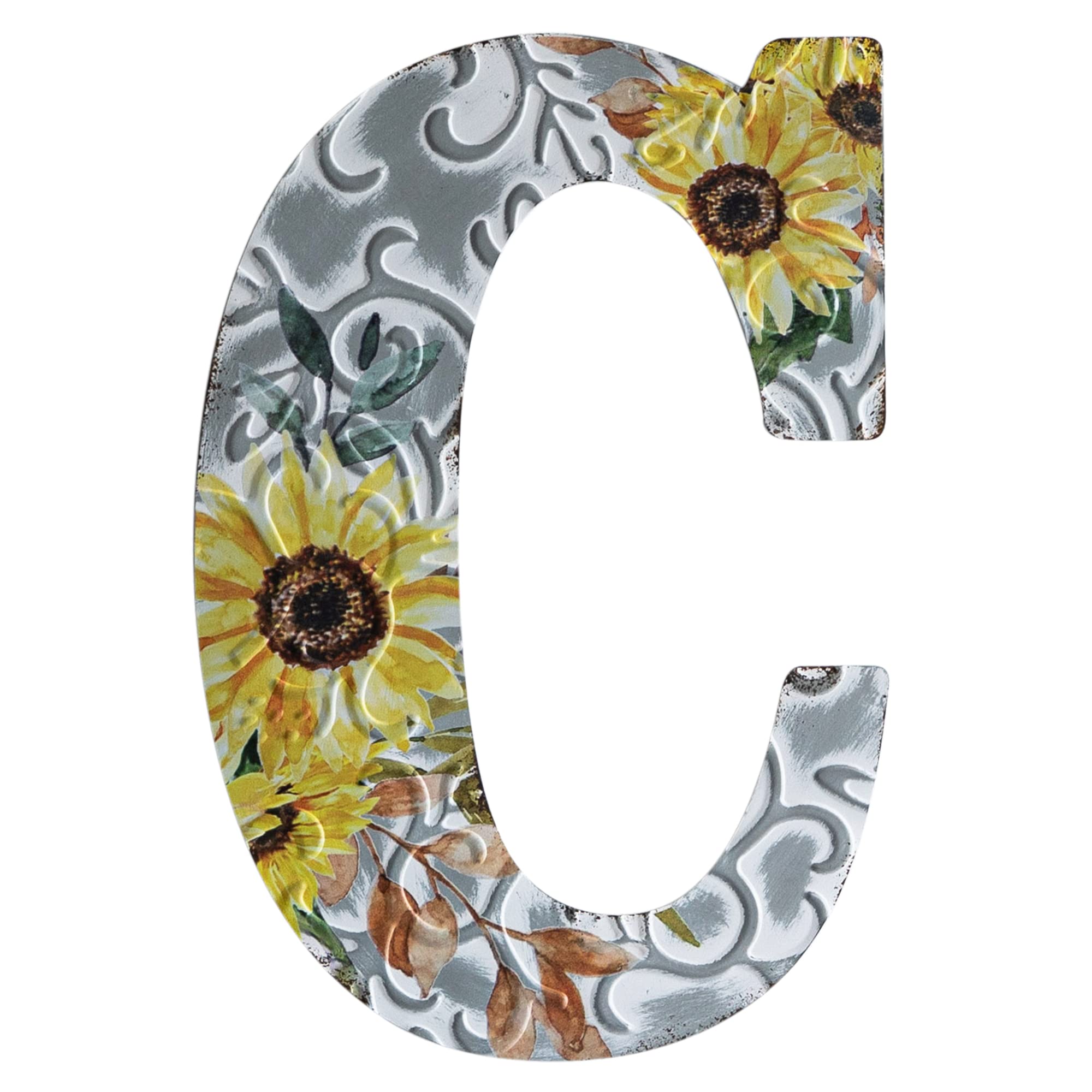 COLLECTIVE HOME 12 Letters for Wall Decor, Embossed Metal Numbers with Sun Flower, Rustic Hanging Signs for Wedding Birthday Hou