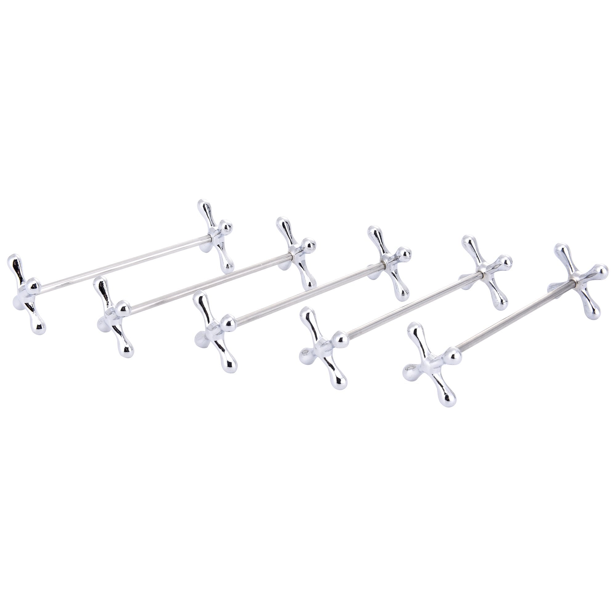 Chezmax Silver Zinc Alloy Flower Chopsticks Rest Spoons Stand Forks Knifes Holder Pack Of 5