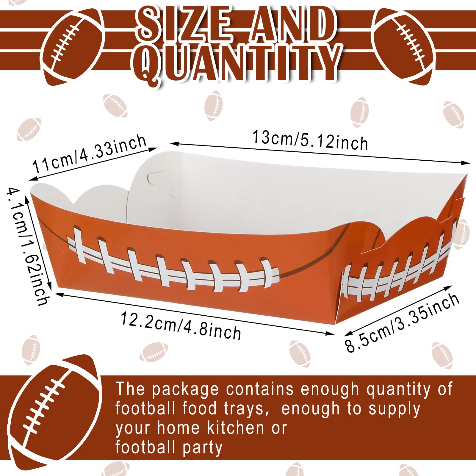 Hoolerry 2Lb Football Party Decorations Paper Football Plates Disposable Food Boats Serving Trays Sports Party Birthday Party Su