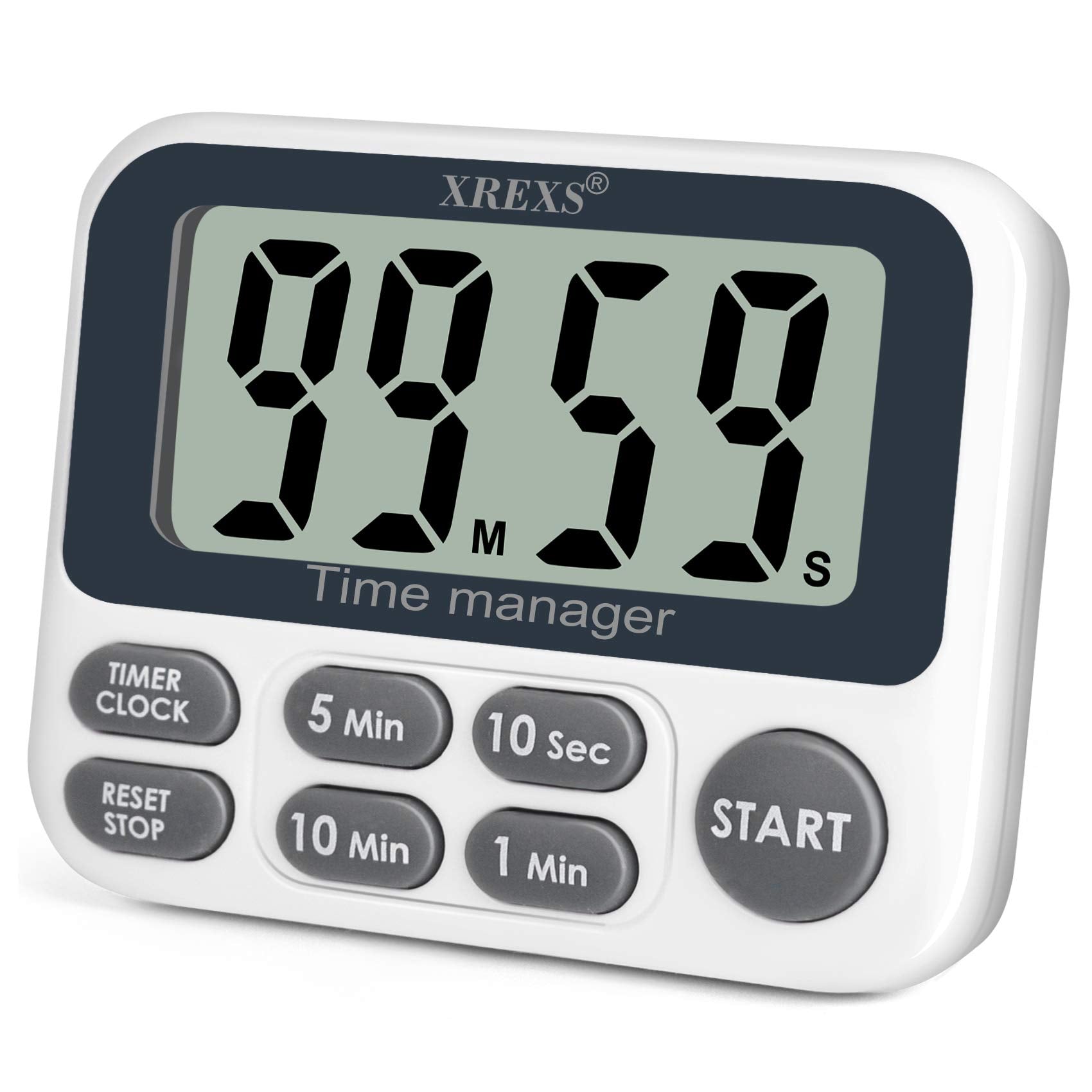 Xrexs Digital Kitchen Timer, Magnetic Countdown Up Cooking Timer Clock With Large Lcd Display, Adjustable Volume, Loud Alarm & S