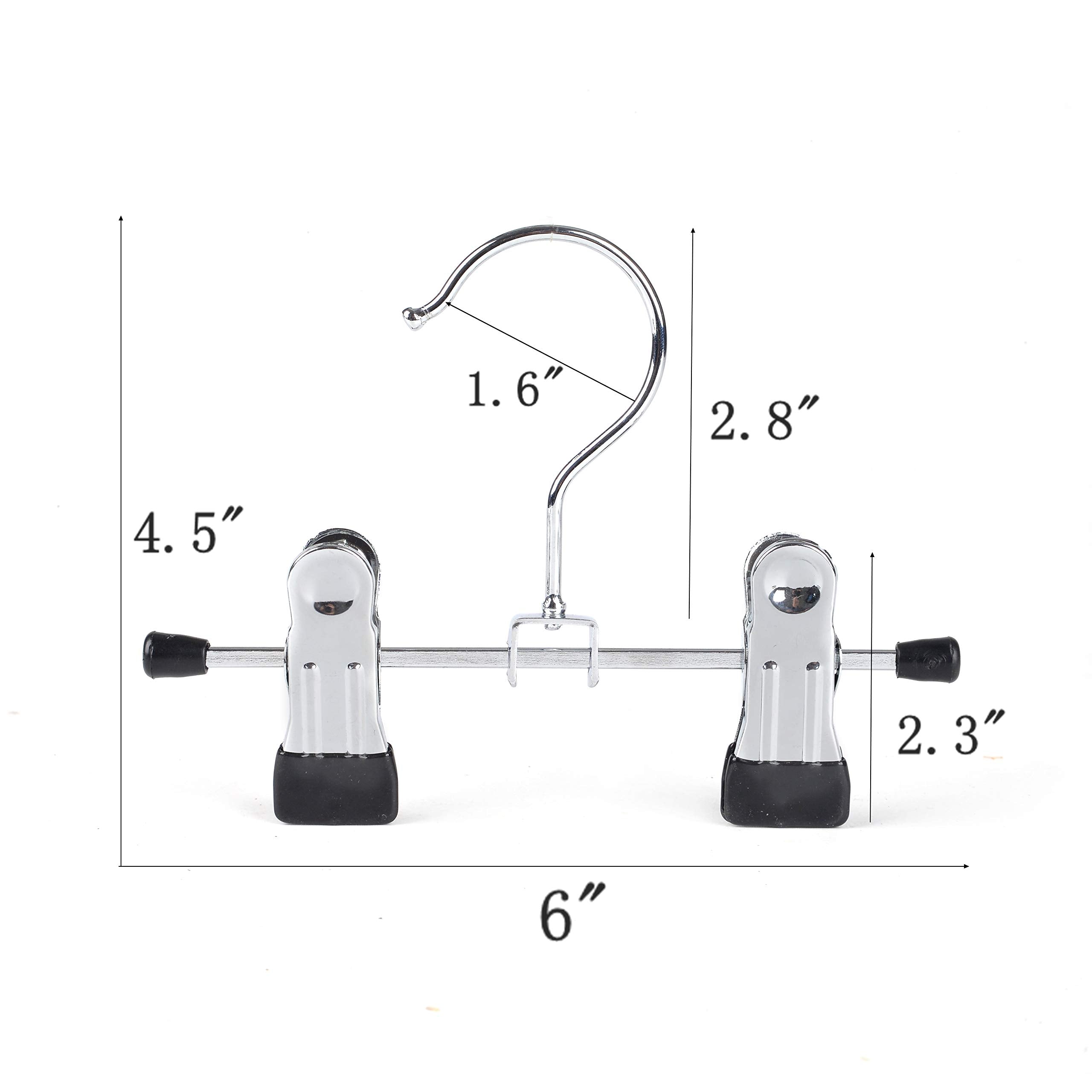 Amber Home 20 Pack 6'' Metal Boots Hangers With 2 Adjustable Clips, Portable Multifunctional Hangers Space Saving For Socks Hats