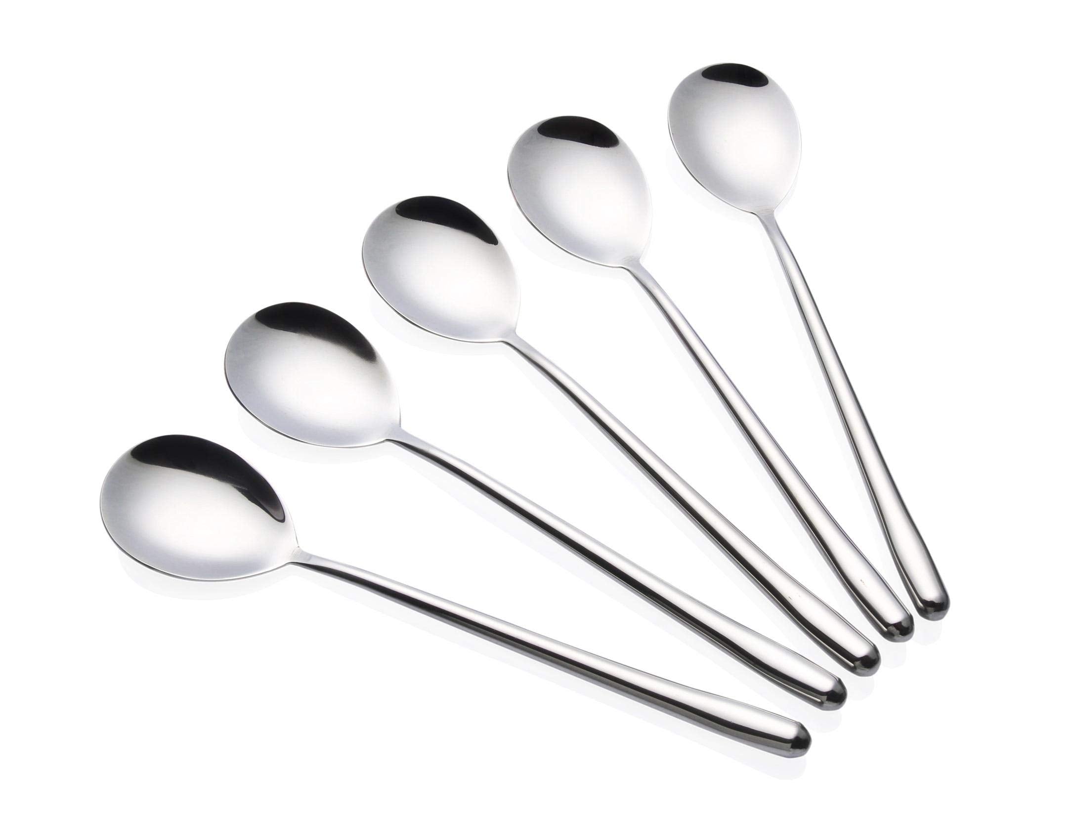 Stainless Steel Soup Spoons Long Handled Spoons Silver Pack Of 5
