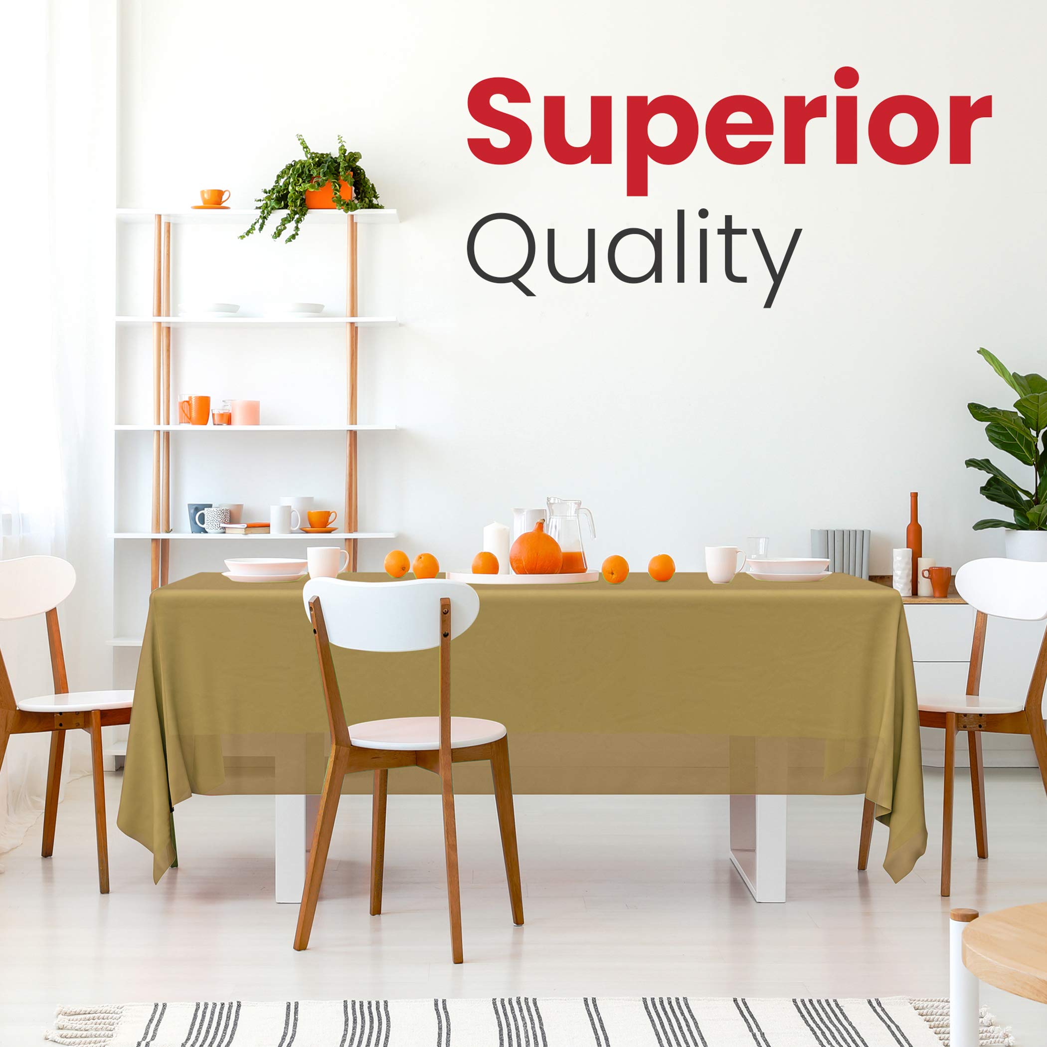 14 Pack Premium Gold Plastic Tablecloth - 54 X 108 In. Disposable Rectangle Plastic Table Cloth - Decorative Rectangle Table Cov