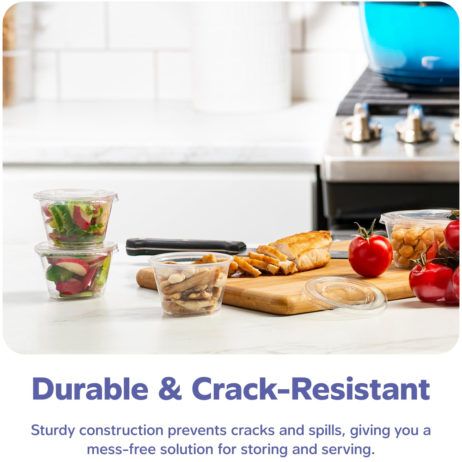 Comfy Package [100 Sets - 2 oz.] Plastic Portion Cups With Lids  Souffle Cups  Jello Shot Cups