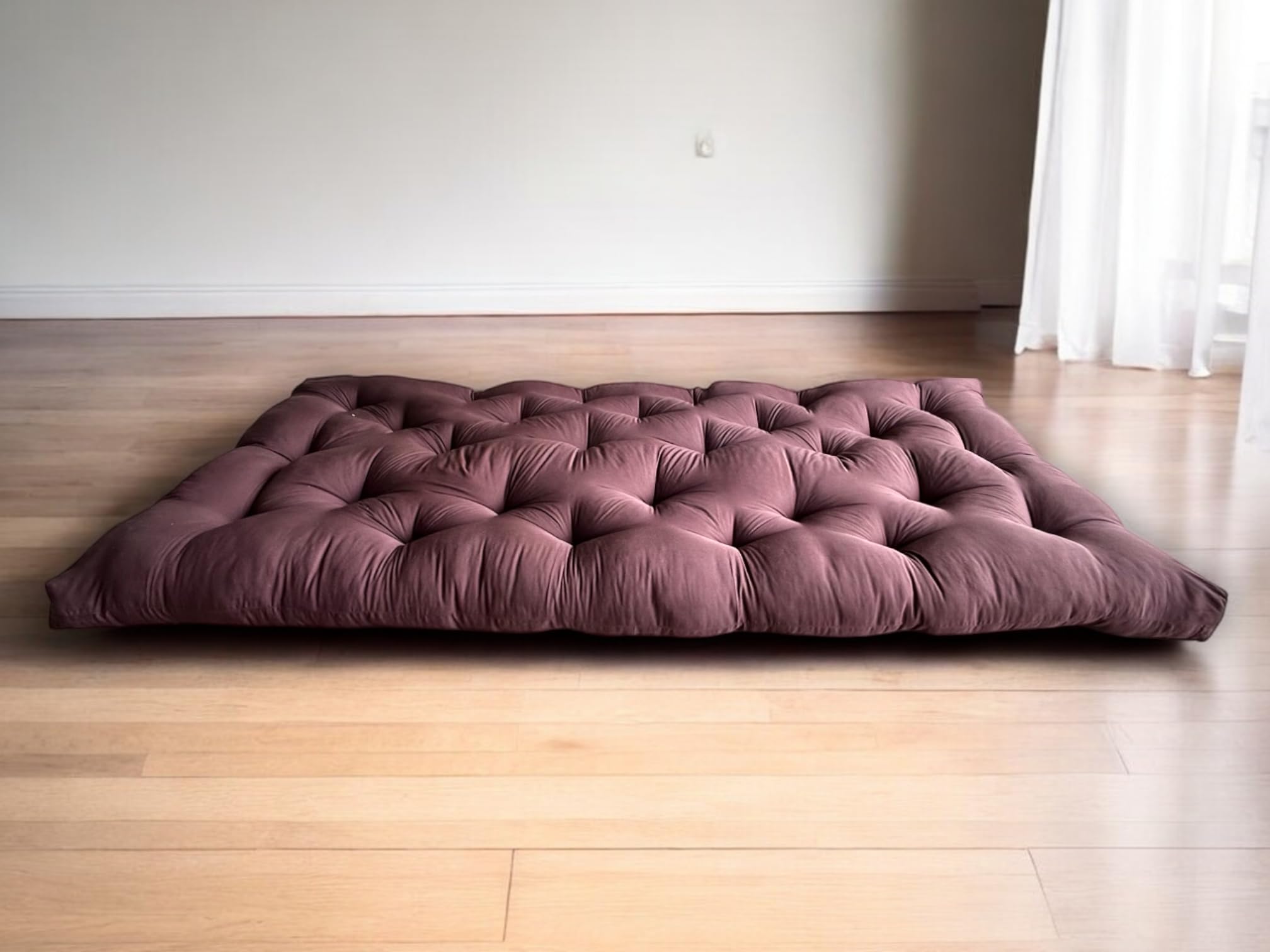 ATOOTFUSION Cotton Quilt Floor Mattress, Foldable Rollable Single Bed Cotton Star Mattress, 30 x 72 x 5 inches for Picnic, Trave