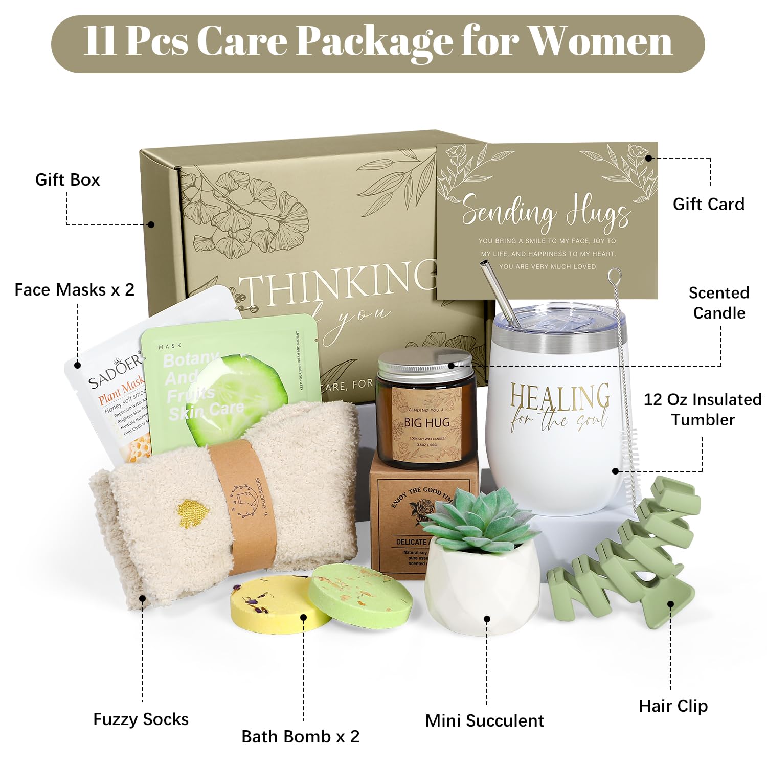 Thinking of You Care Package for Women - Get Well Soon Gift Basket for Sick Friend After Surgery Gifts Feel Better Gifts for Wom