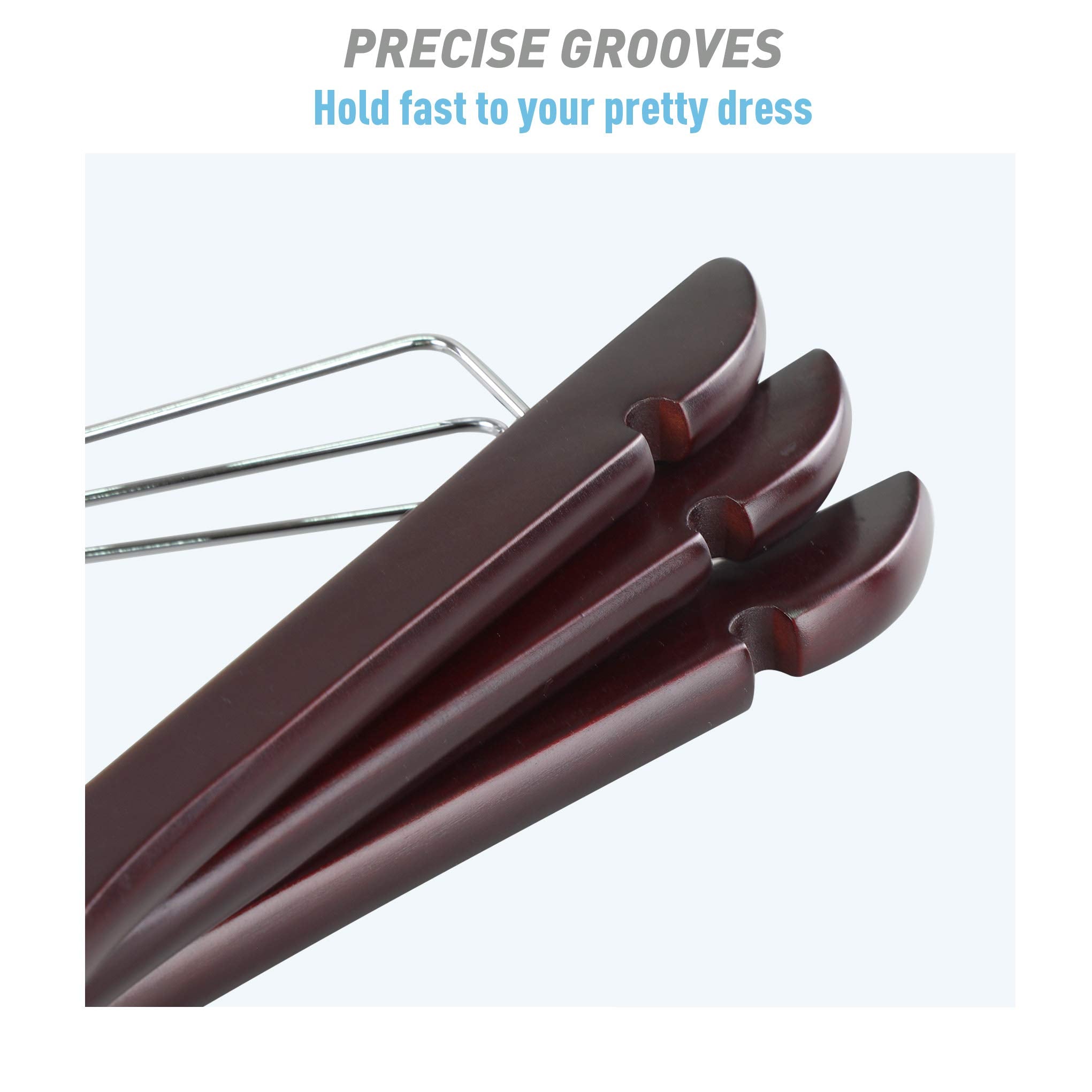 Topia Hanger Wooden Suit Hangers With Adjustable Metal Clips (10 Pack), Solid Wood Clothes Hangers, 360 Swivel Hook, Premium Pan