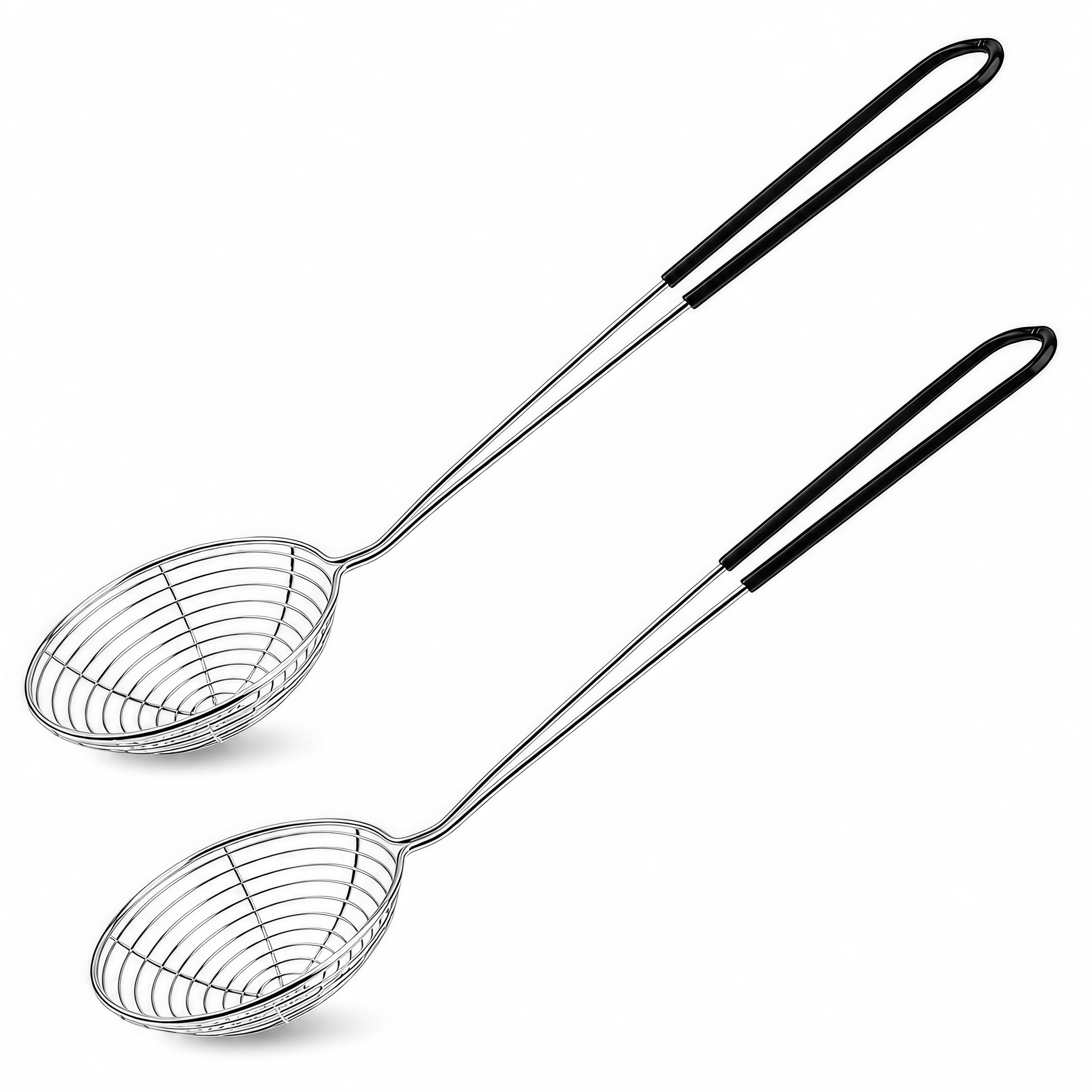 2 Pcs Stainless Steel Hot Pot Strainer Spoons, 2.5 Inch Wire Spider Strainer Skimmer Ladle with Handle, Mesh Scoop Boba Spoon fo