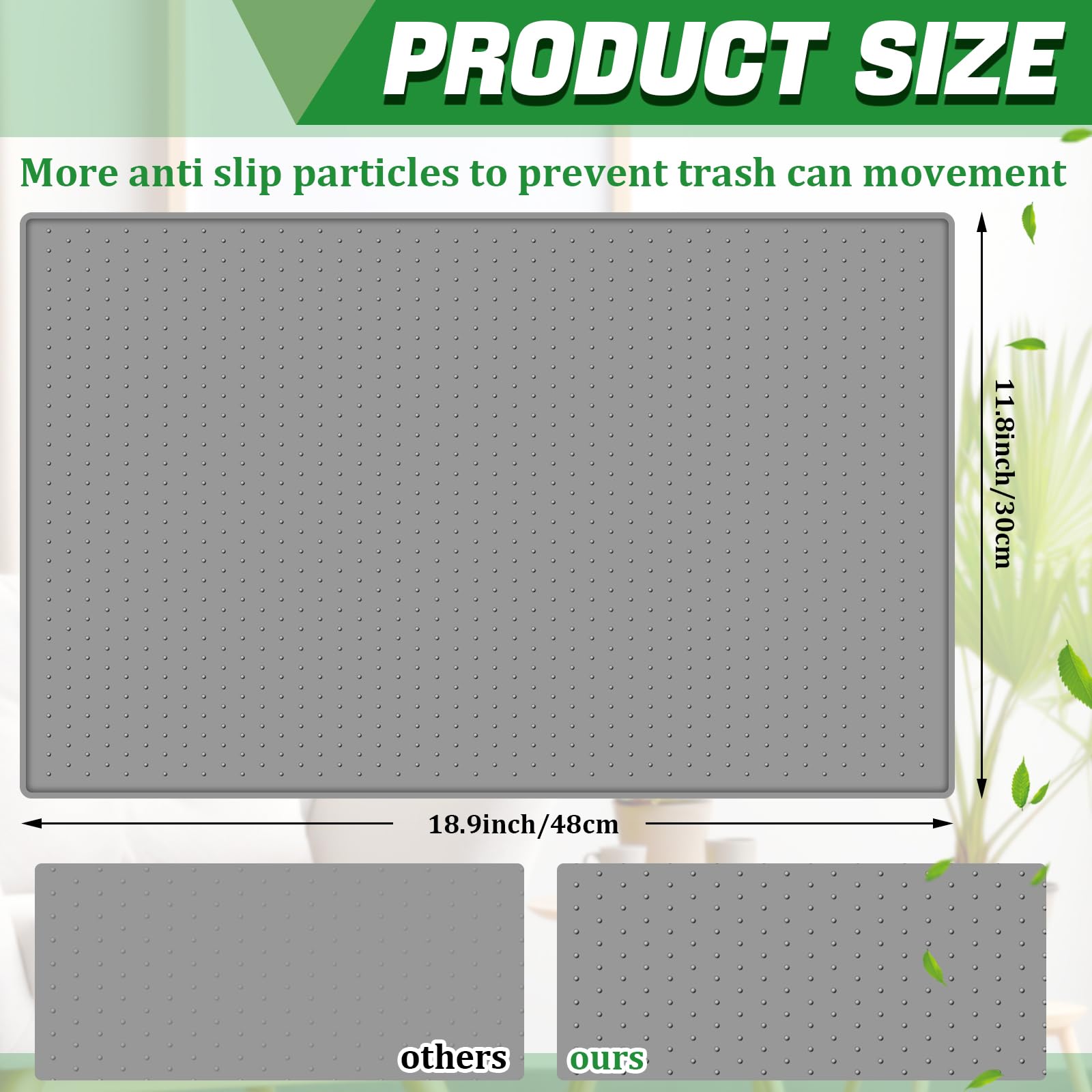 Tinideya Waterproof Trash Can Mat With Raised Edge Non Slip Under Garbage Can Mat Trash Can Pads Protective Silicone Rubber Tray