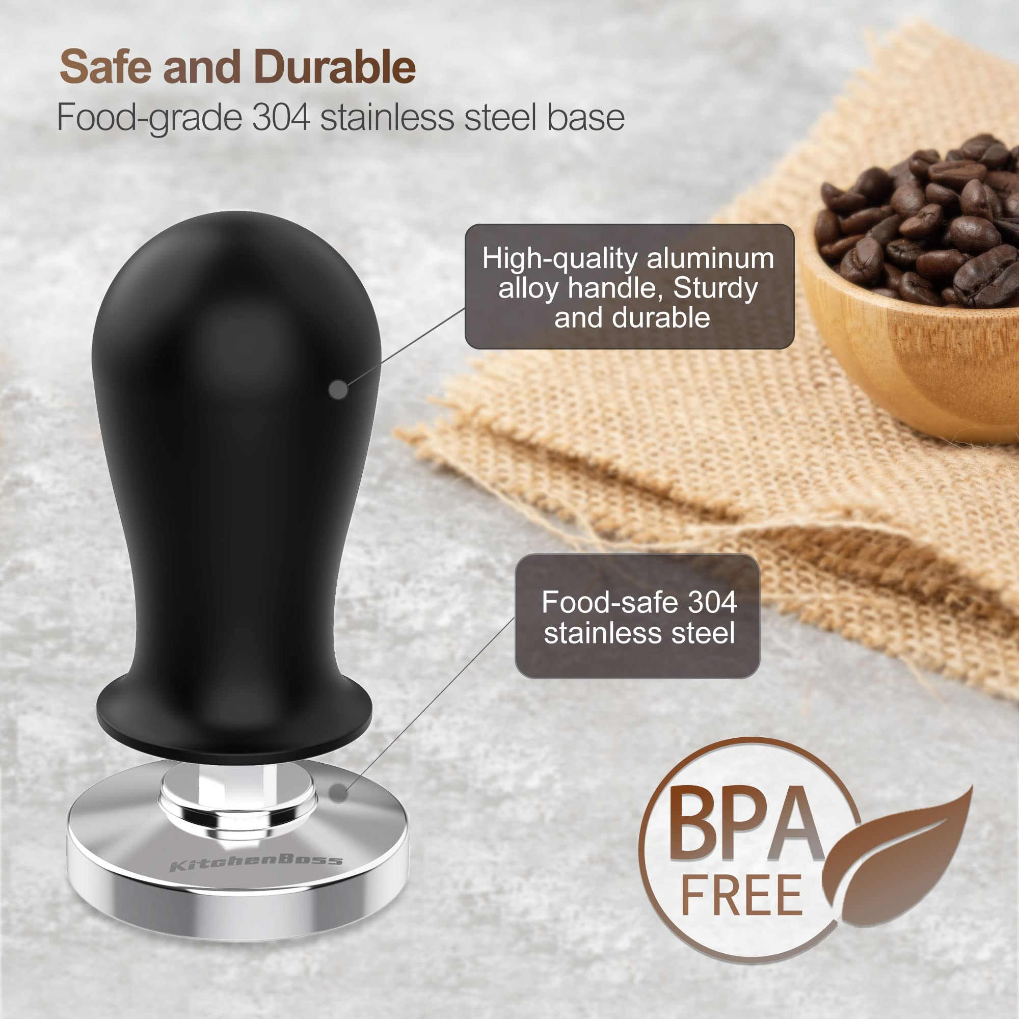 Coffee 53Mm Espresso Calibrated Tamper: Kitchenboss Espresso Pressure Tamper, Coffee Spring Loaded Tamper Espresso Hand Tamper |
