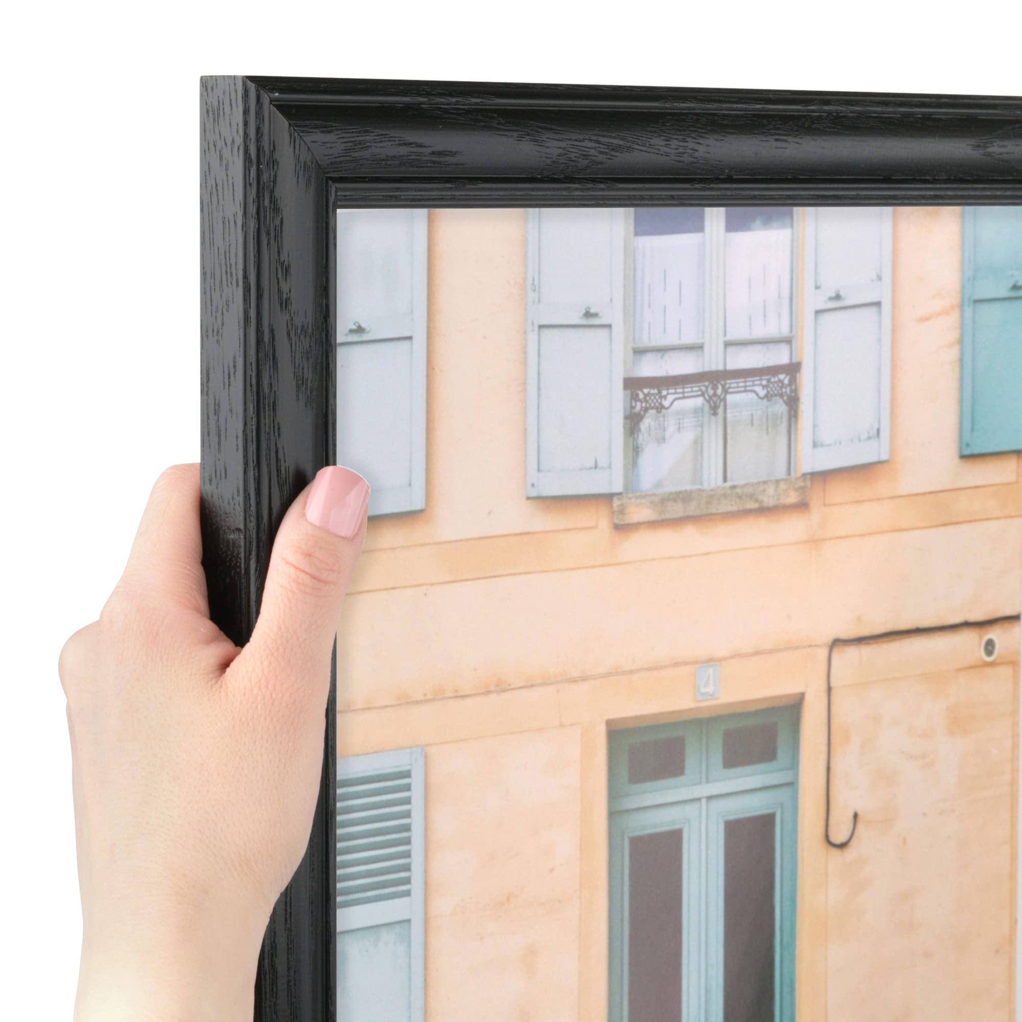 ArtToFrames 17x30 inch Black Stain on Solid Red Oak Wood Picture Frame, 2WOM0066-59504-YBLK-17x30
