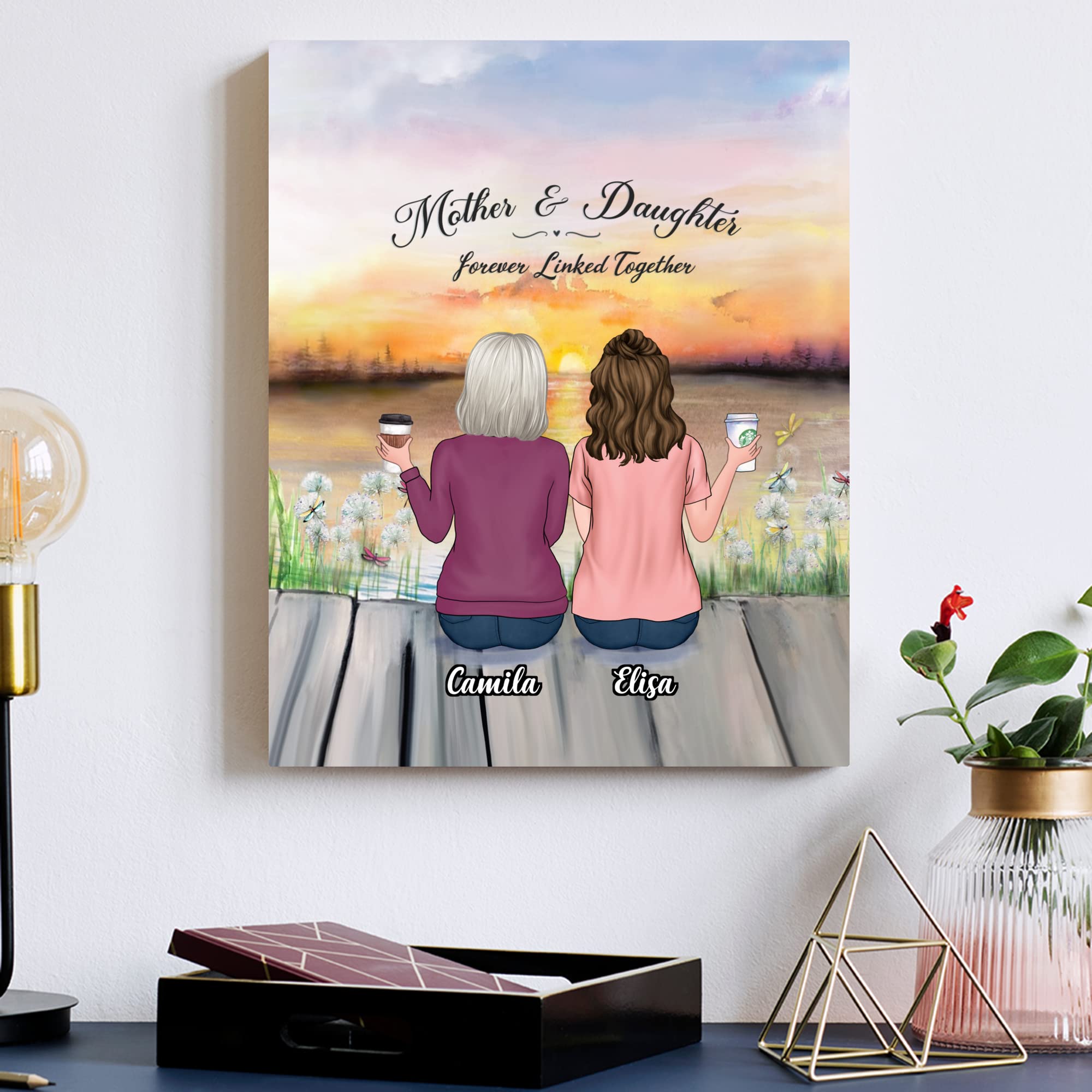 Gossby Custom Mom Wrapepd Canvas - Custom Gift For Mom From Daughter With Design, Name - Mother Daughter Art Gift - Mothers Day,