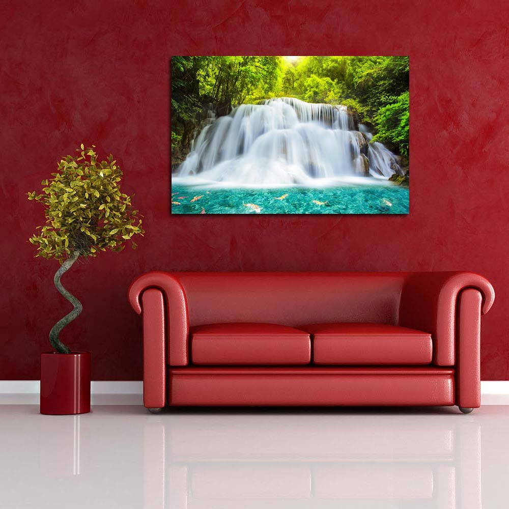 Pitaara Box Huai Mae Kamin Waterfall in Kanchanaburi Thailand | Peel & Stick Vinyl Wall Sticker for Bedroom & Living Room | 24 x
