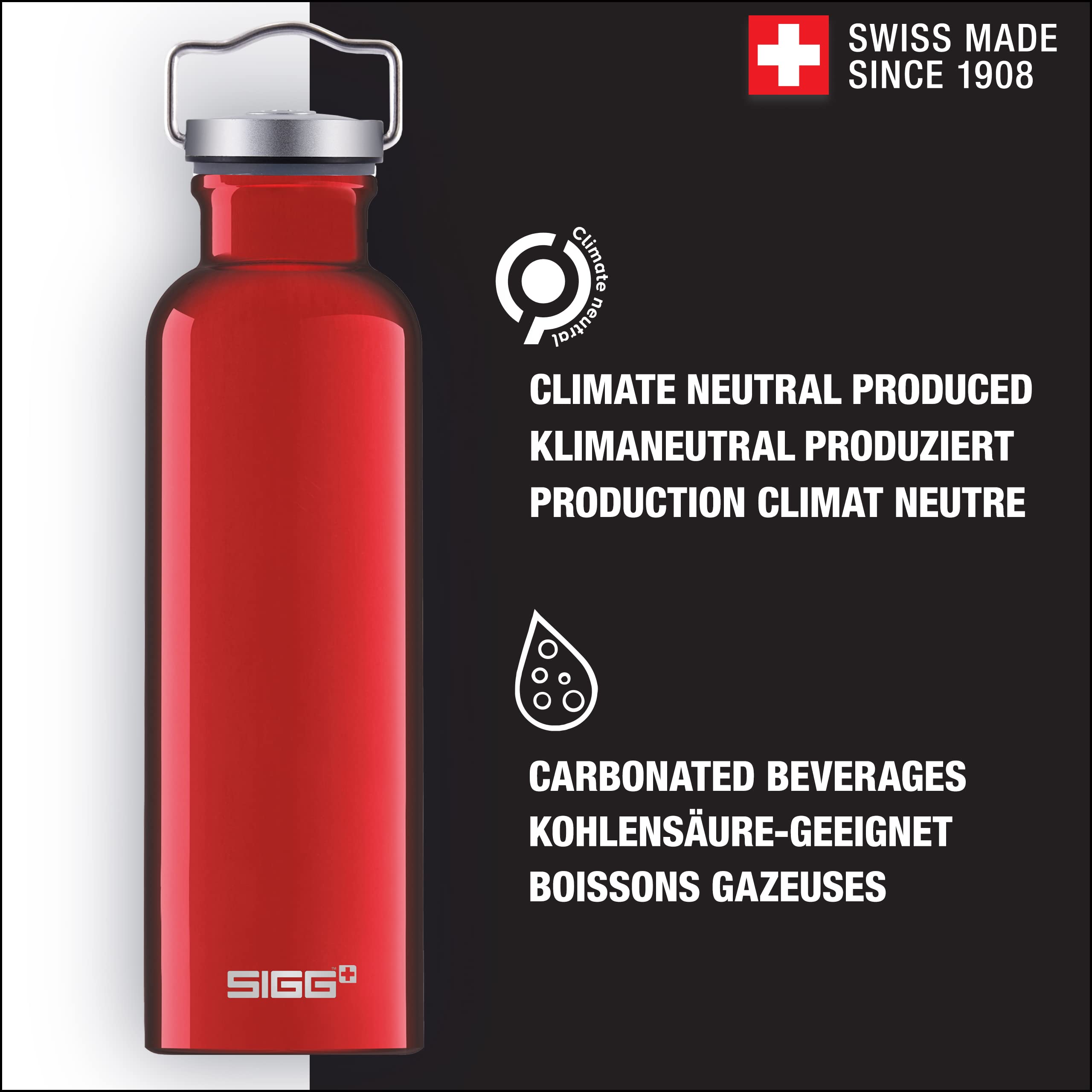 Sigg - Cooper Aluminum Water Bottle - Original Red - With Screw Cap - Leakproof - Lightweight - Bpa Free - 17 Oz