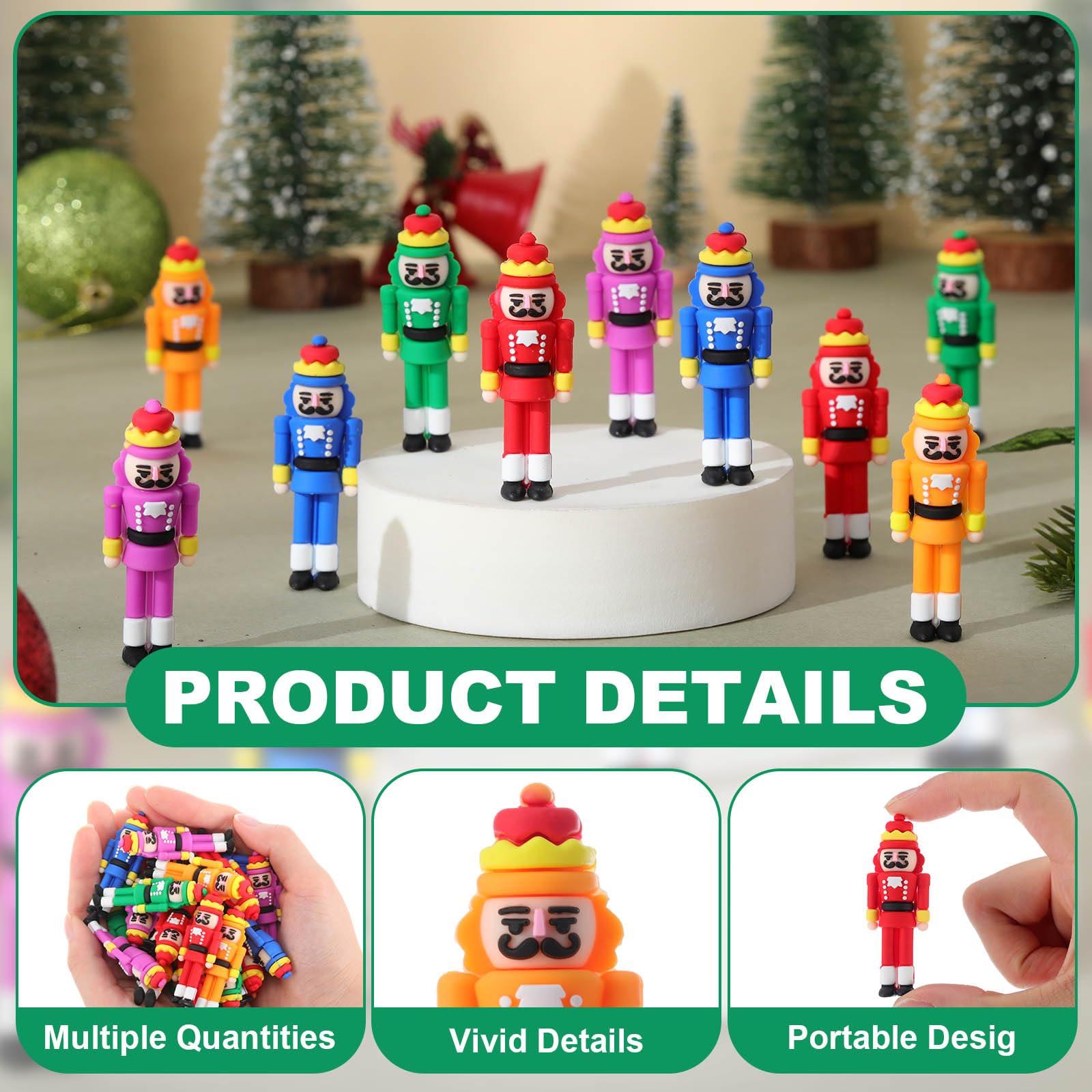 Chunful 50 Pcs Christmas Mini Nutcracker Figures Decor Small Nutcracker Figures Soldier Ornament for Christmas Stocking Stuffer
