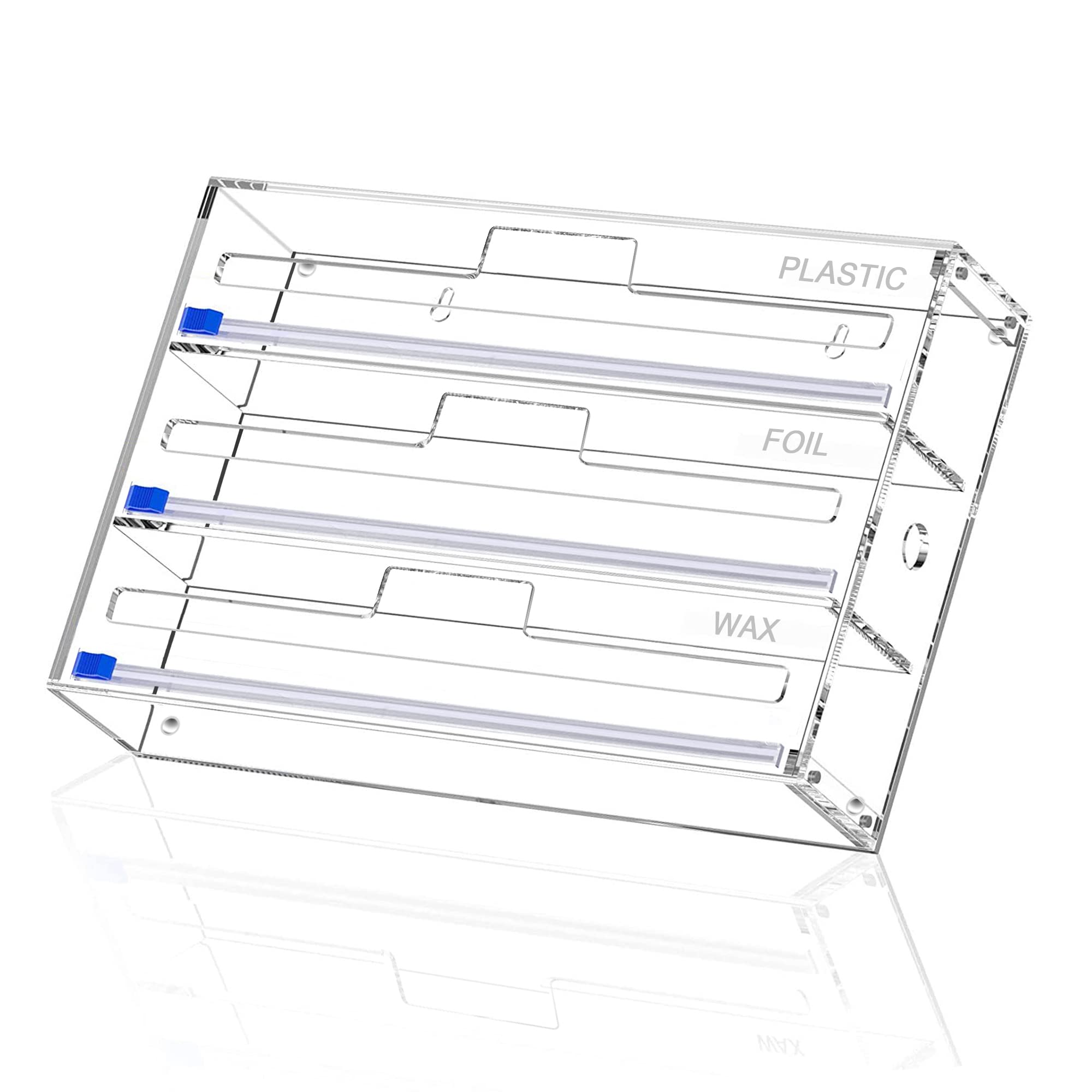 Fukang Foil And Plastic Wrap Organizer, 3 In 1 Kitchen Wrap Dispenser, Drawer Aluminum Foil Organization And Storage, Wall-Mount