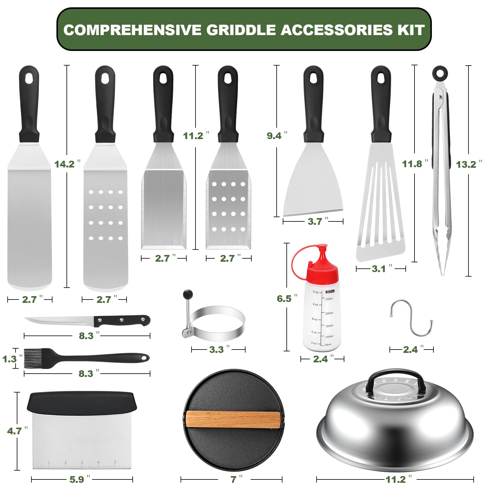 Griddle Accessories Set of 30  Flat Top Grill Accessories Set for Blackstone and Camp Chef  Grill Spatula Set with Enlarged Spatulas  Basting Cover  Scraper for Outdoor BBQ