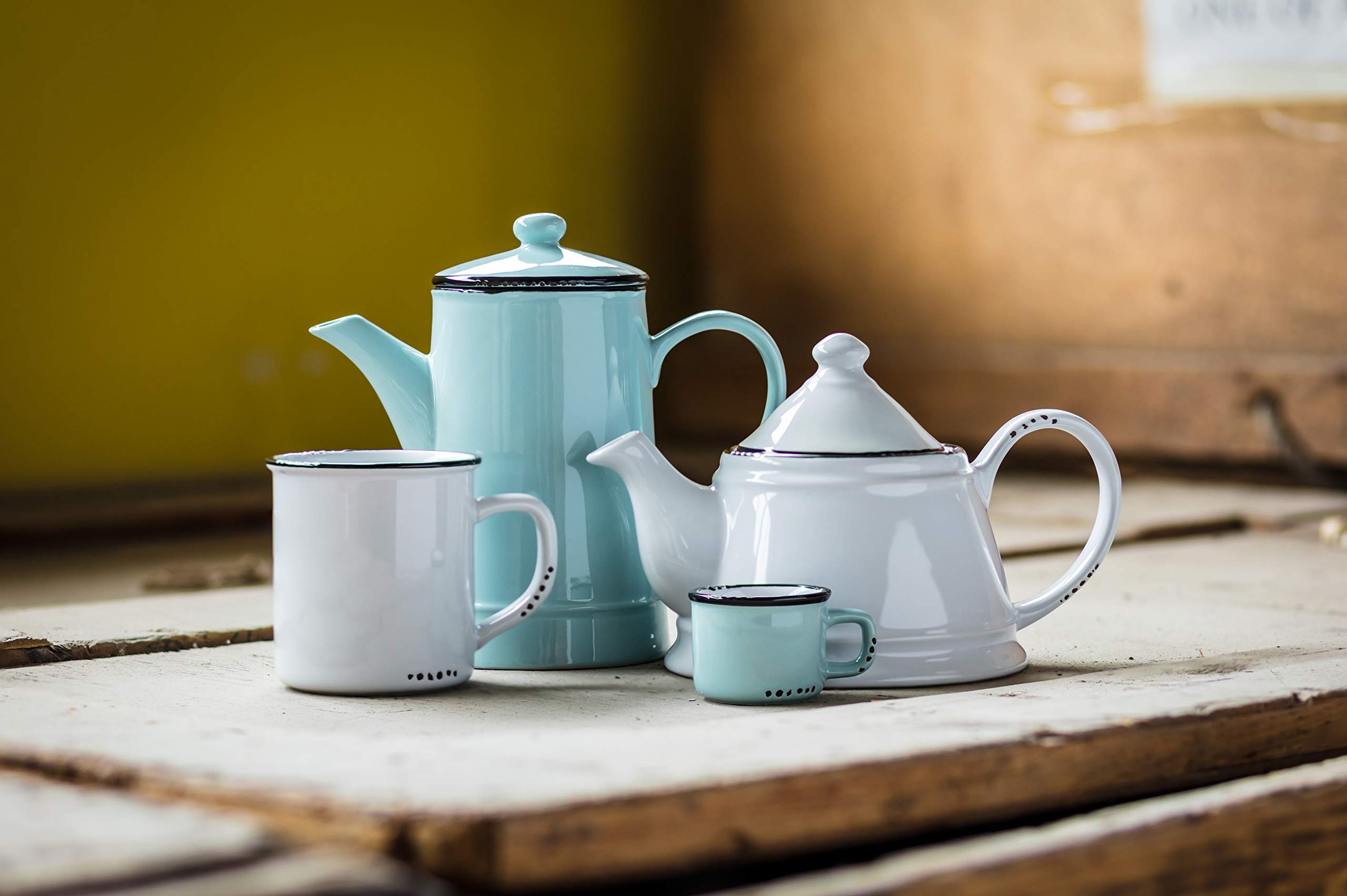 Abbott Collection Enamel Look Stoneware Teapot, White