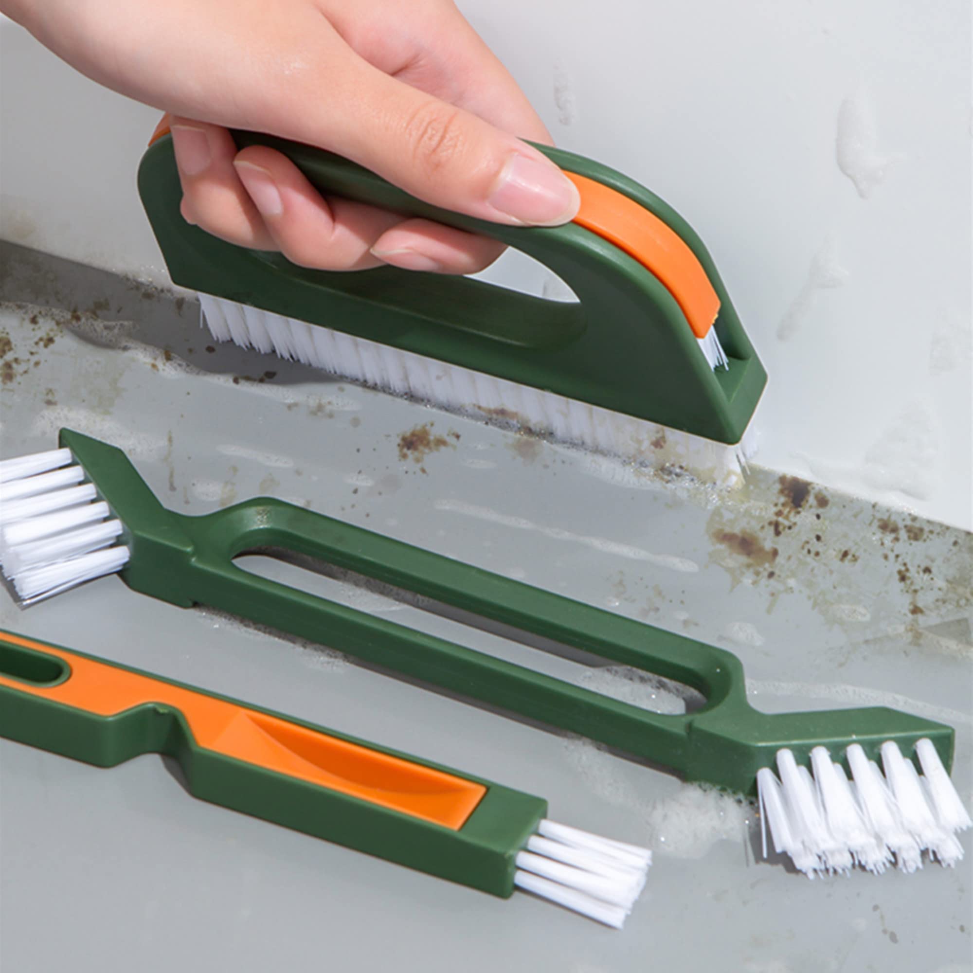 4 Pcs Hand-Held Groove Gap Cleaning Tools, Window Door Sliding Track Cleaning Brush + Dustpan Cleaning Brushes, Home Kitchen Cle