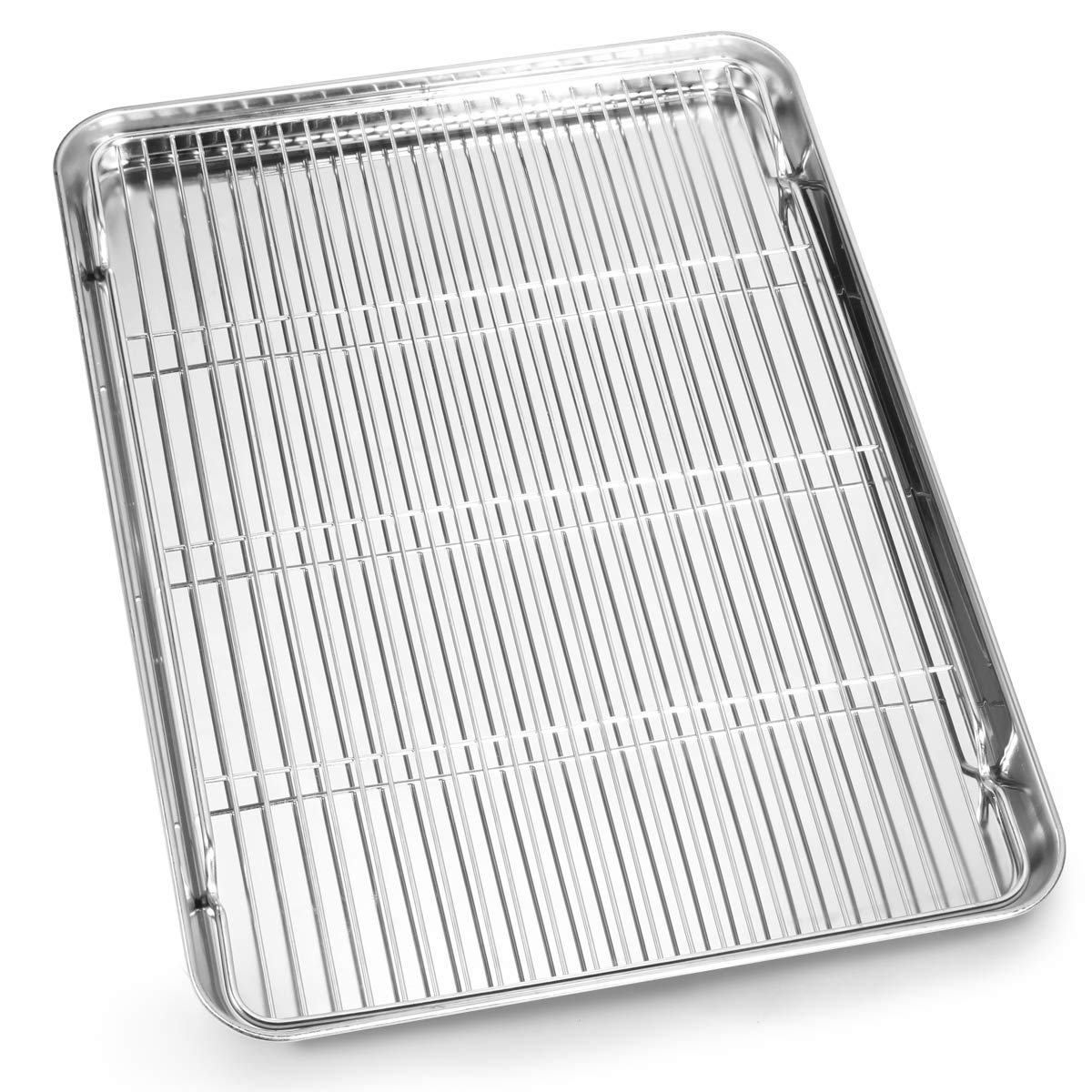 Bastwe Cookie Sheet And Cooling Rack Set, 16 Inch Stainless Steel Baking Pan With A Rack, Professional Bakeware, Healthy & Non-T
