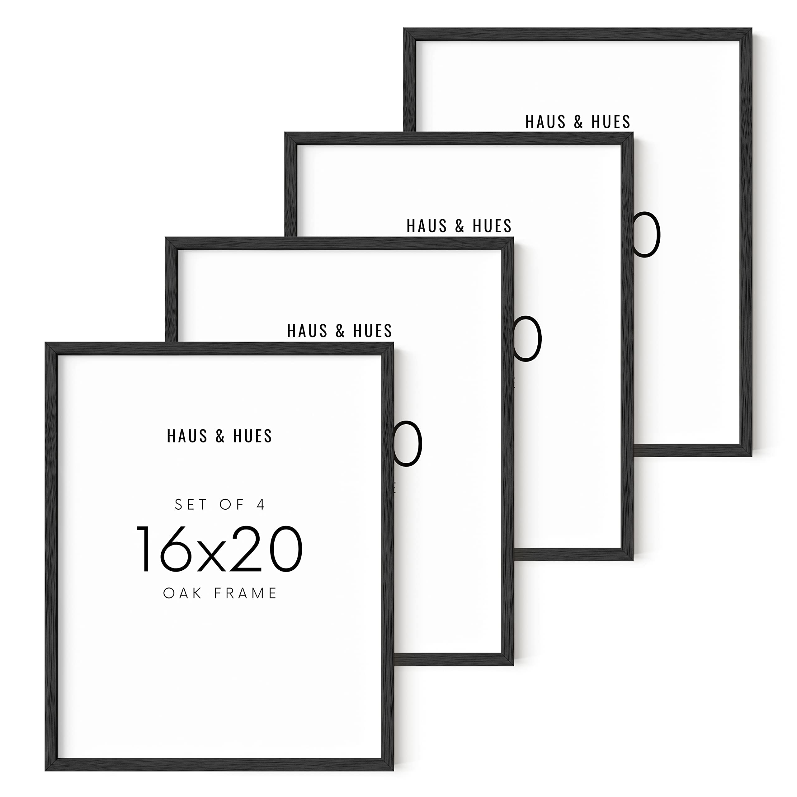 Haus And Hues 16X20 Black Oak Wood Frames Set Of 4 - 16X20 Picture Frames For Wall, 16X20 Black Picture Frame, Poster Frame 16X2