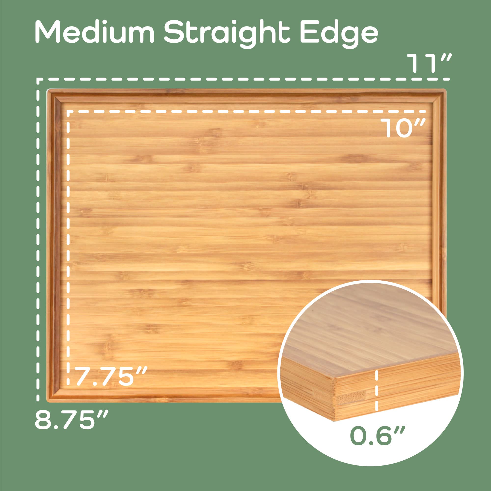 Bamboomn Organic Bamboo Serving Tray, Vanity, Tea Serving, Appetizers, Snacks, Charcuterie Board, 11''X8.9''X0.6'' - 1 Tray