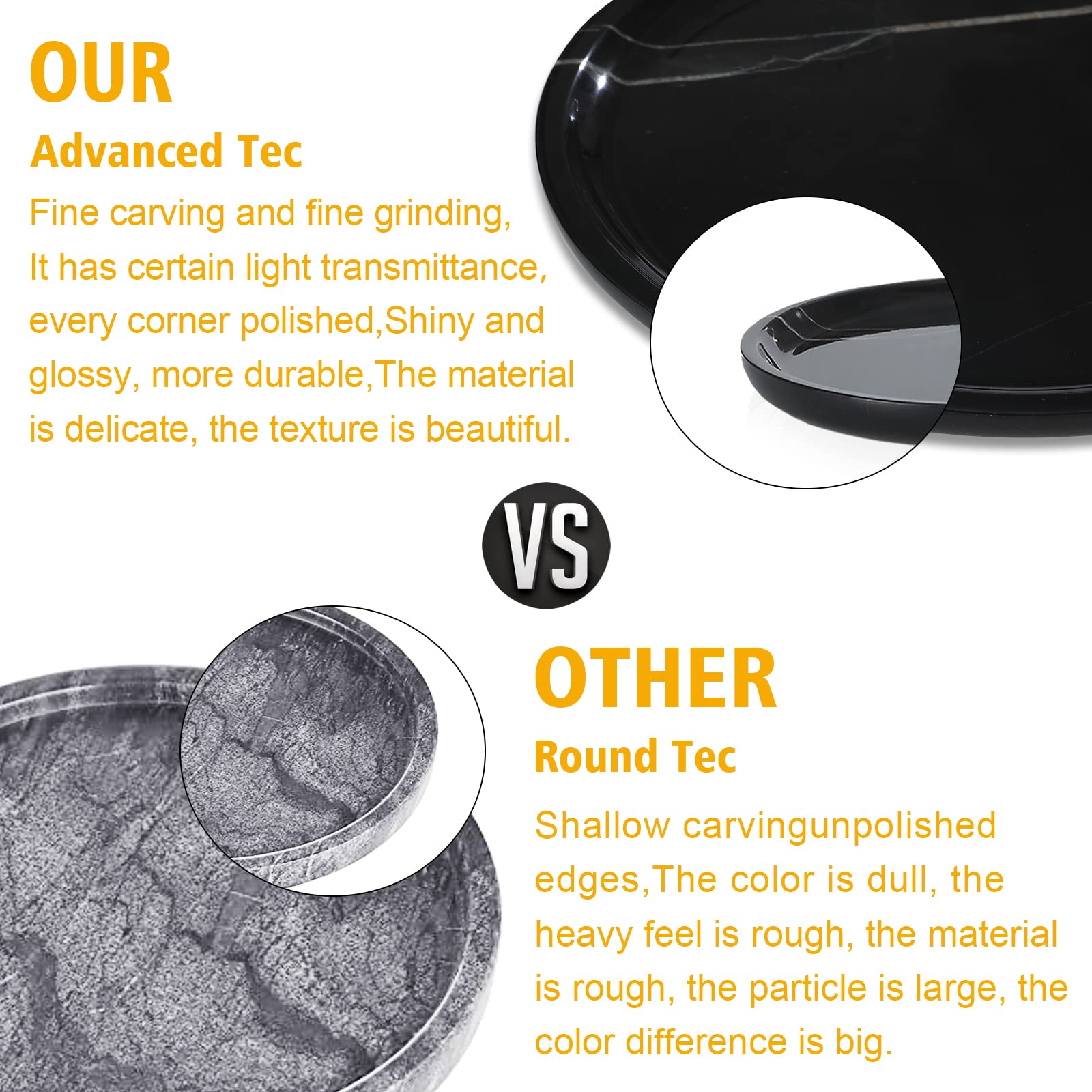 Real Luxurious Natural Marble Tray Genuine Marble Storage Tray For Home Decor Stone Tray For Bathroom/Kitchen/Vanity/Dresser Non