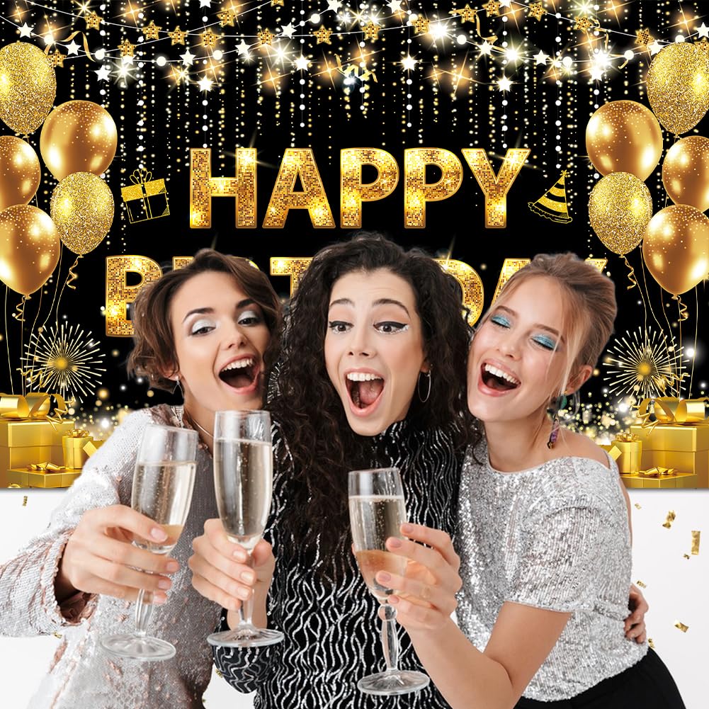 Mdcgfod Happy Birthday Banner - Birthday Decorations For Men Women Birthday Party Banners Welcome Happy Birthday Background Sign