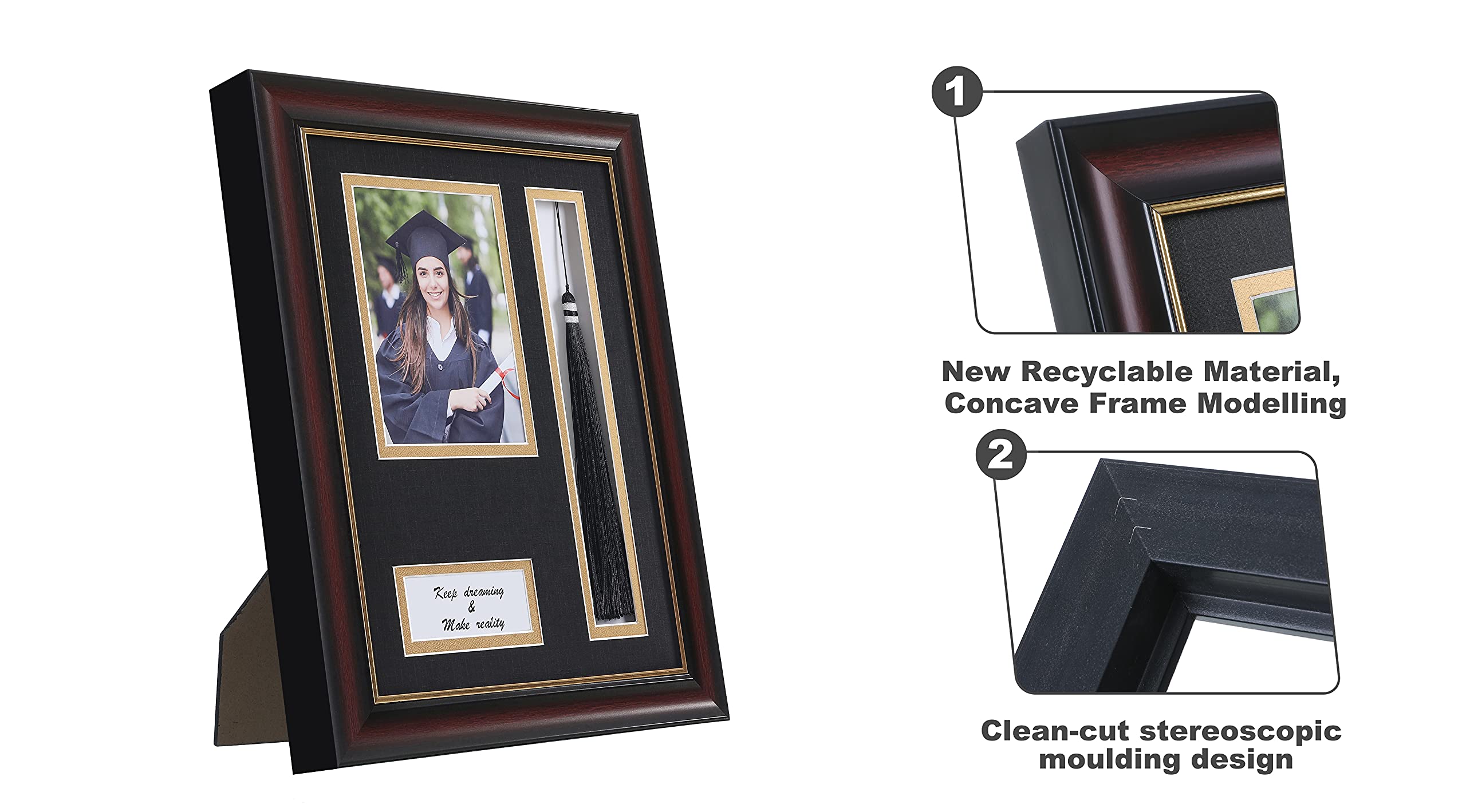 ELSKER&HOME 8.5 x 11 Graduation Frame with Tassel Holder for 4x6 Photo| 8.5x11 Shadow Box Picture Frame, Graduation Mahogany Fra