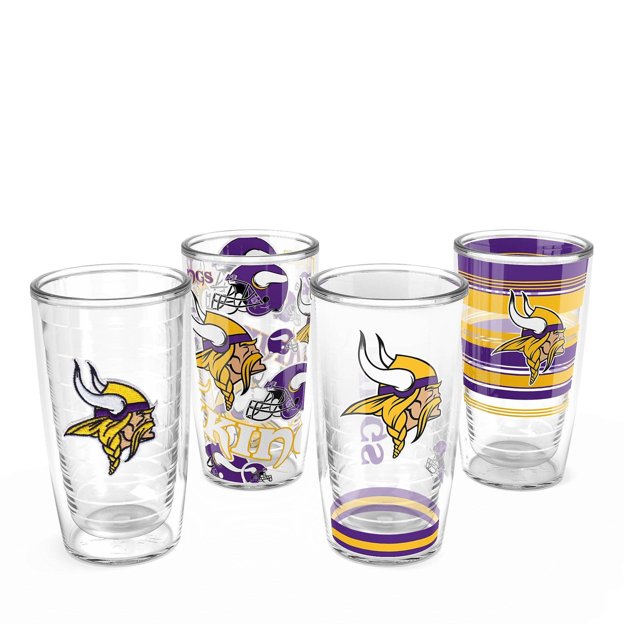 Tervis Classic Tritan 16oz Classic Tumbler, Set of 4 | NFL Minnesota Vikings - Assorted | Made in America, BPA/PFAS Free, Keeps 
