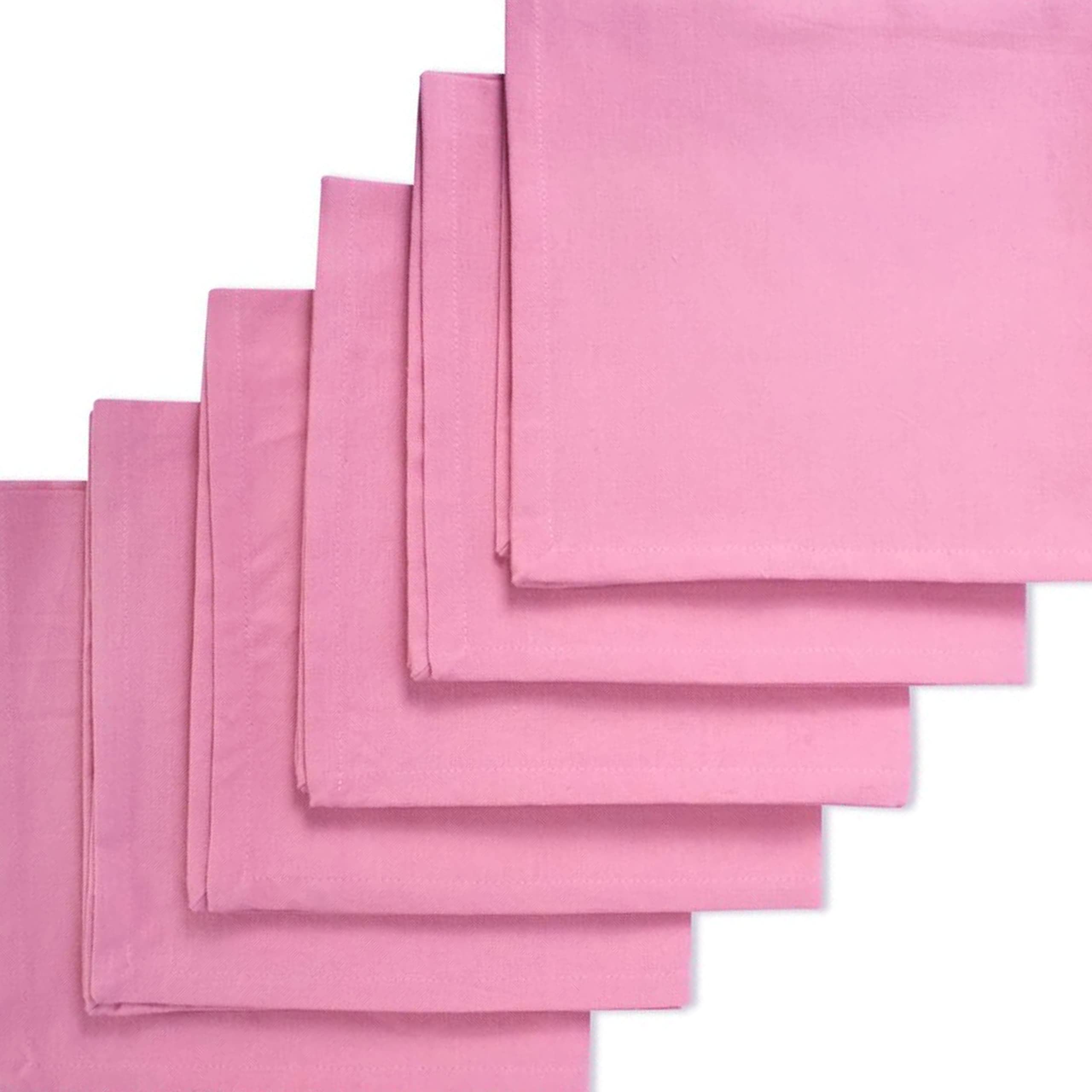 Linen Clubs 12 Pack Cotton Dinner Napkins With Hemstitched Detailing - 20X20 Baby Pink