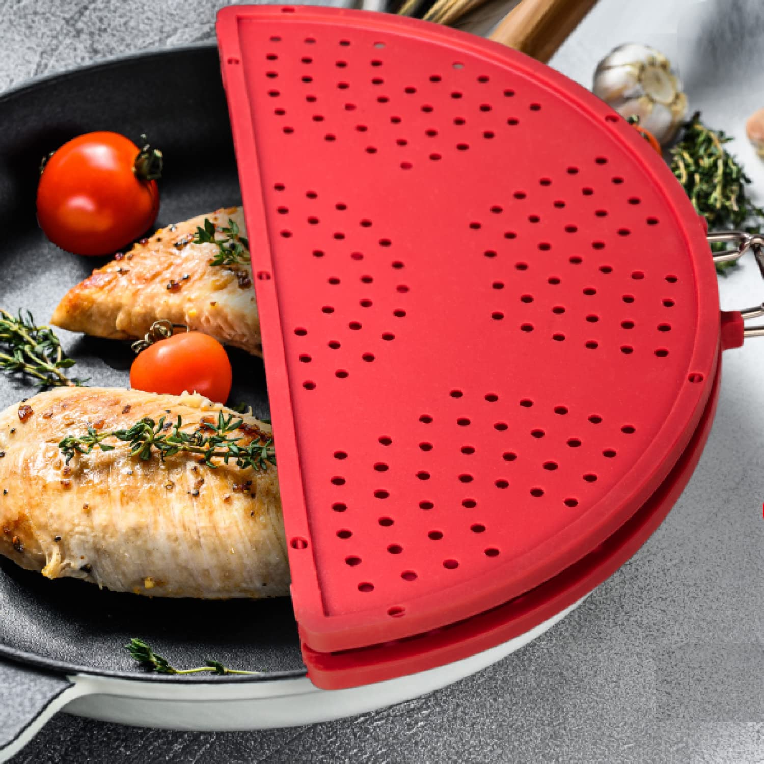 K Kirkwood Kitchen Splatter Screen For Frying Pan Foldable Grease Splatter Guard Silicone Splatter Shields Multifunction Oil Scr