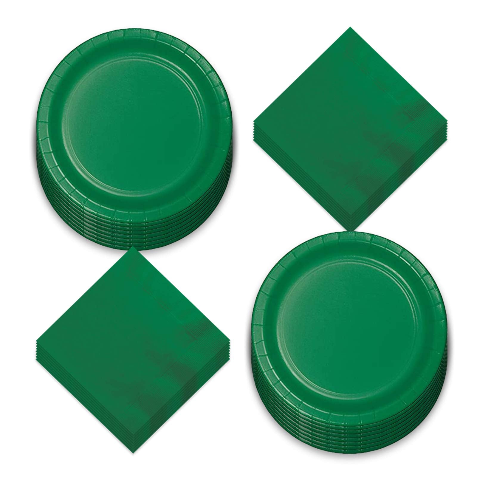 Emerald Green Paper Dinner Plates And Lunch Napkins - Solid Green Party Supplies For St. Patrick'S, Mardi Gras, And Spring Parti