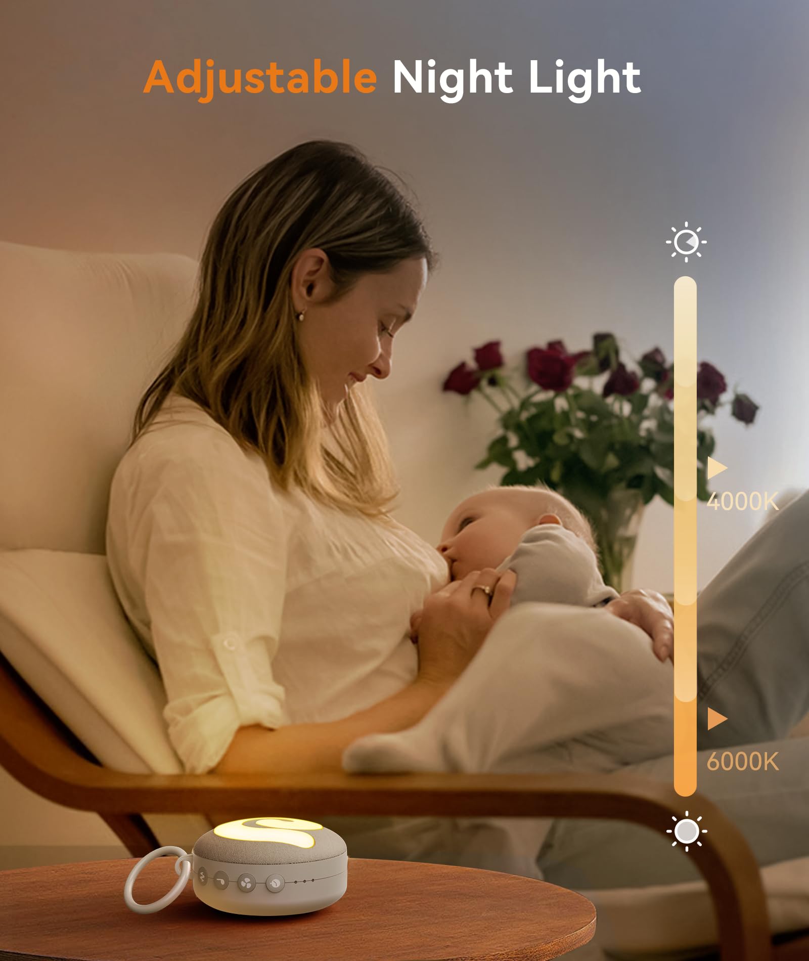 Dreamegg Portable Sound Machine Baby - D11 White Noise Machine For Baby Sleeping With Night Light, White Noise, Lullaby, Nature