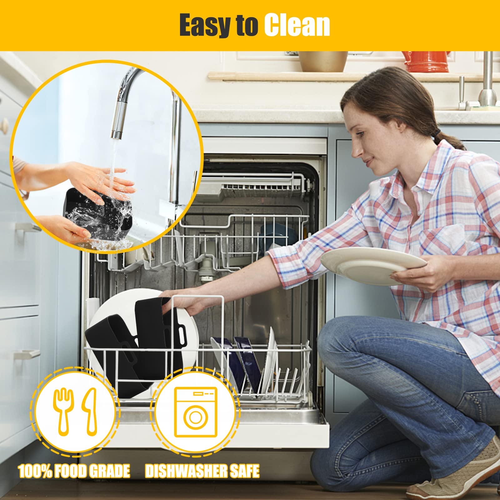 10Qt Air Fryer Silicone Liners For Ninja Dz401/Dz550/Sl401/Sl451/Dz302,Mmh 2Pcs Rectangle Food-Grade Airfryer Silicone Pot Reusa