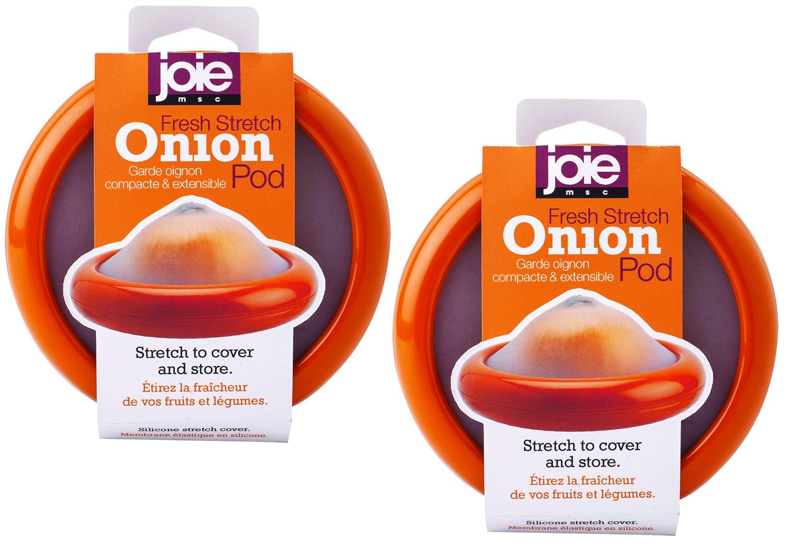 Joie Onion Stretch Pod, Keep Onions Fresh Longer, Refrigerator Storage, Produce Organization, Orange, Pack Of 2