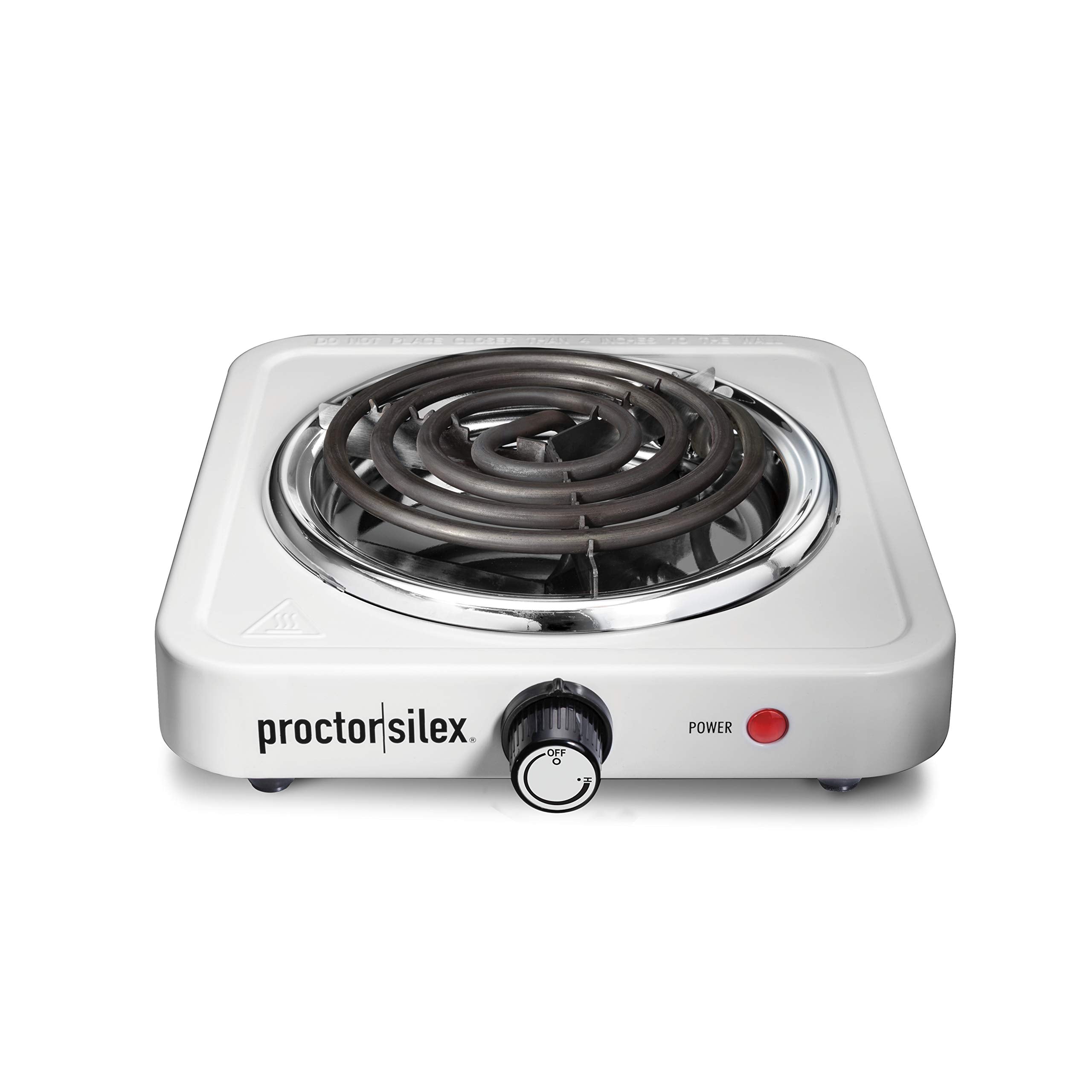 Proctor Silex Electric Stove, Single Burner Cooktop, Compact And Portable, Adjustable Temperature Hot Plate, 1200 Watts, White &